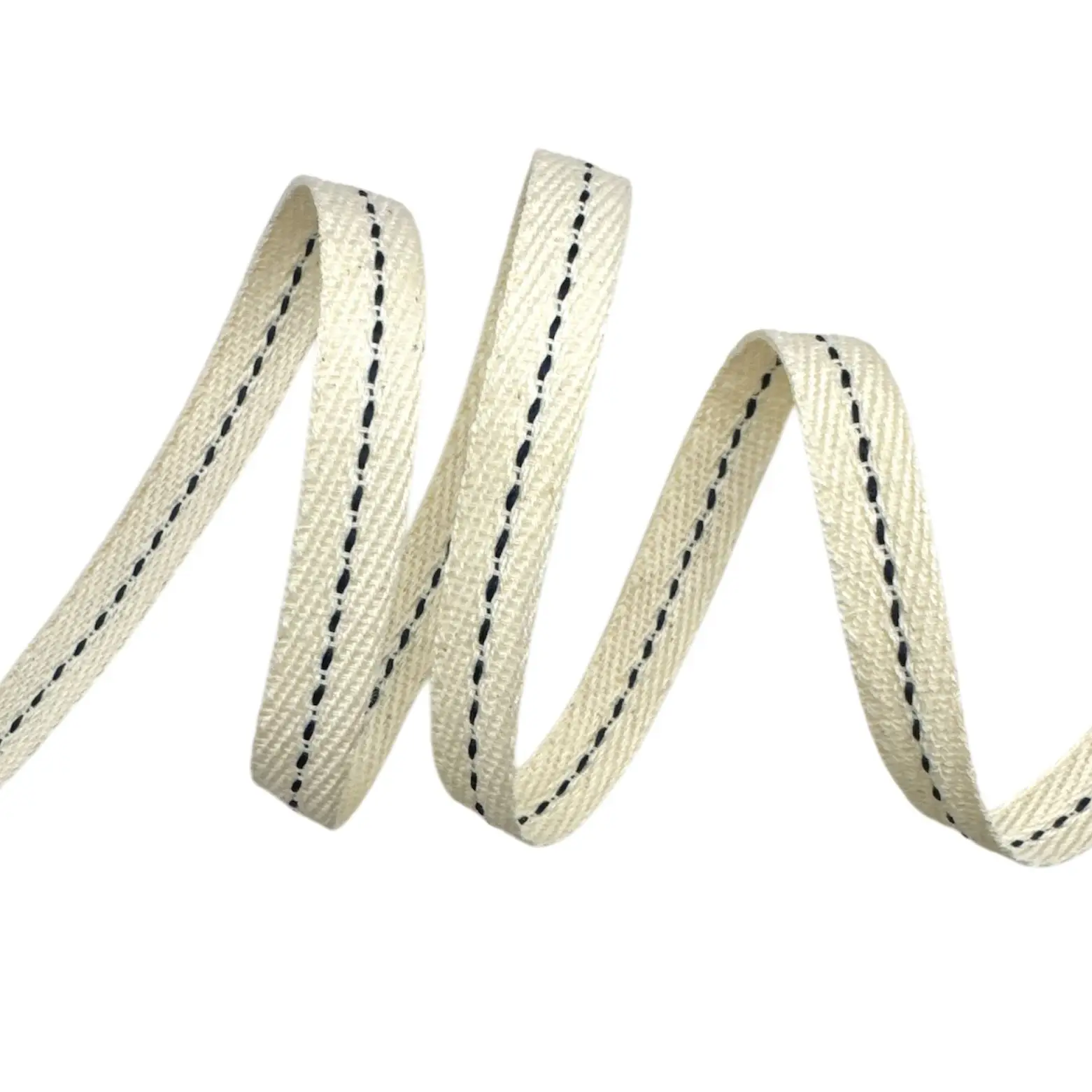 Cadarço Sarjado com Pesponto CAD1P - 50 metros - 12MM, Cru/Marinho