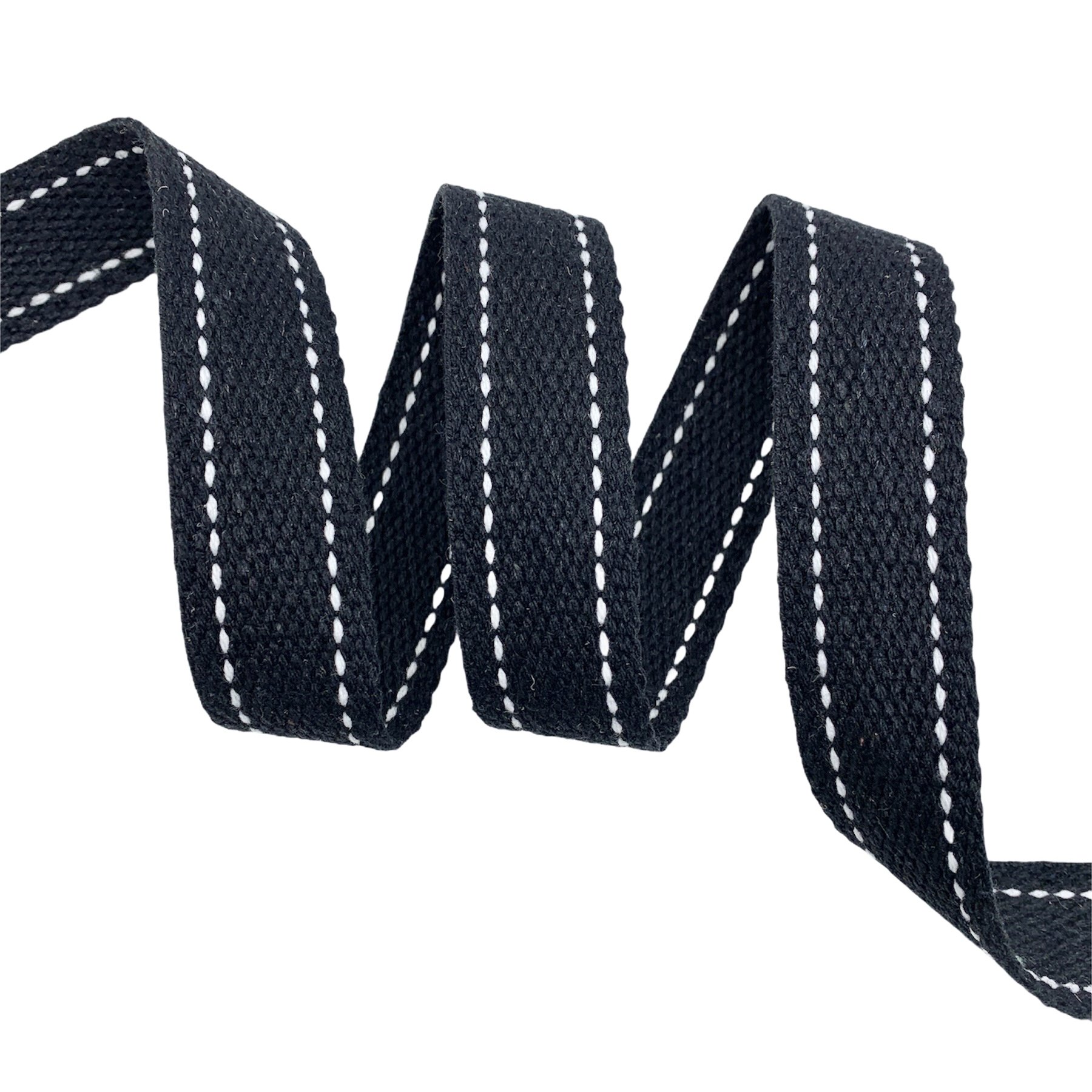 Cadarço para Cinto Com Dois Pespontos CT2P - 25 Metros - 30MM, Preto/Alvejado