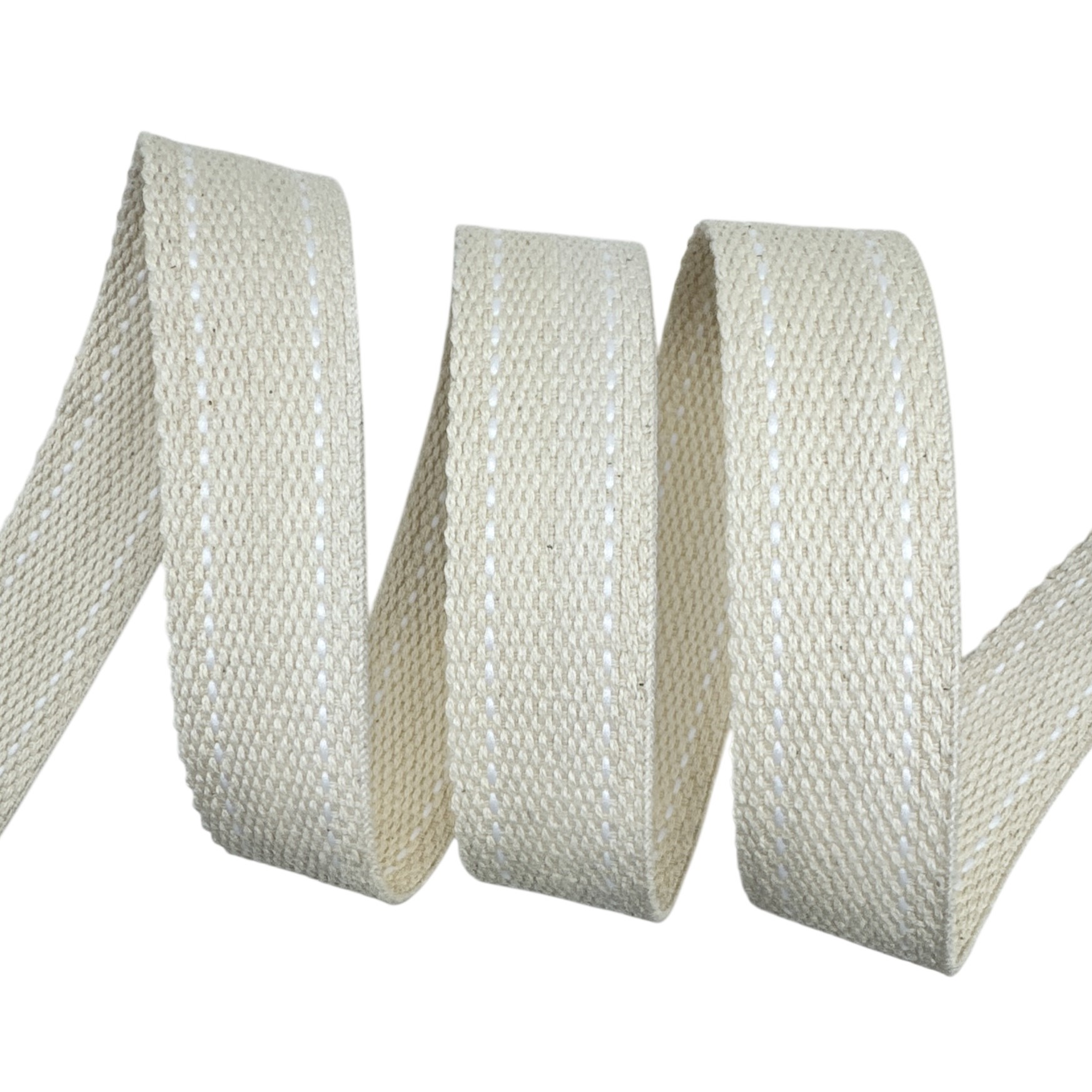 Cadarço para Cinto Com Dois Pespontos CT2P - 25 Metros - 32MM, Cru/Branco