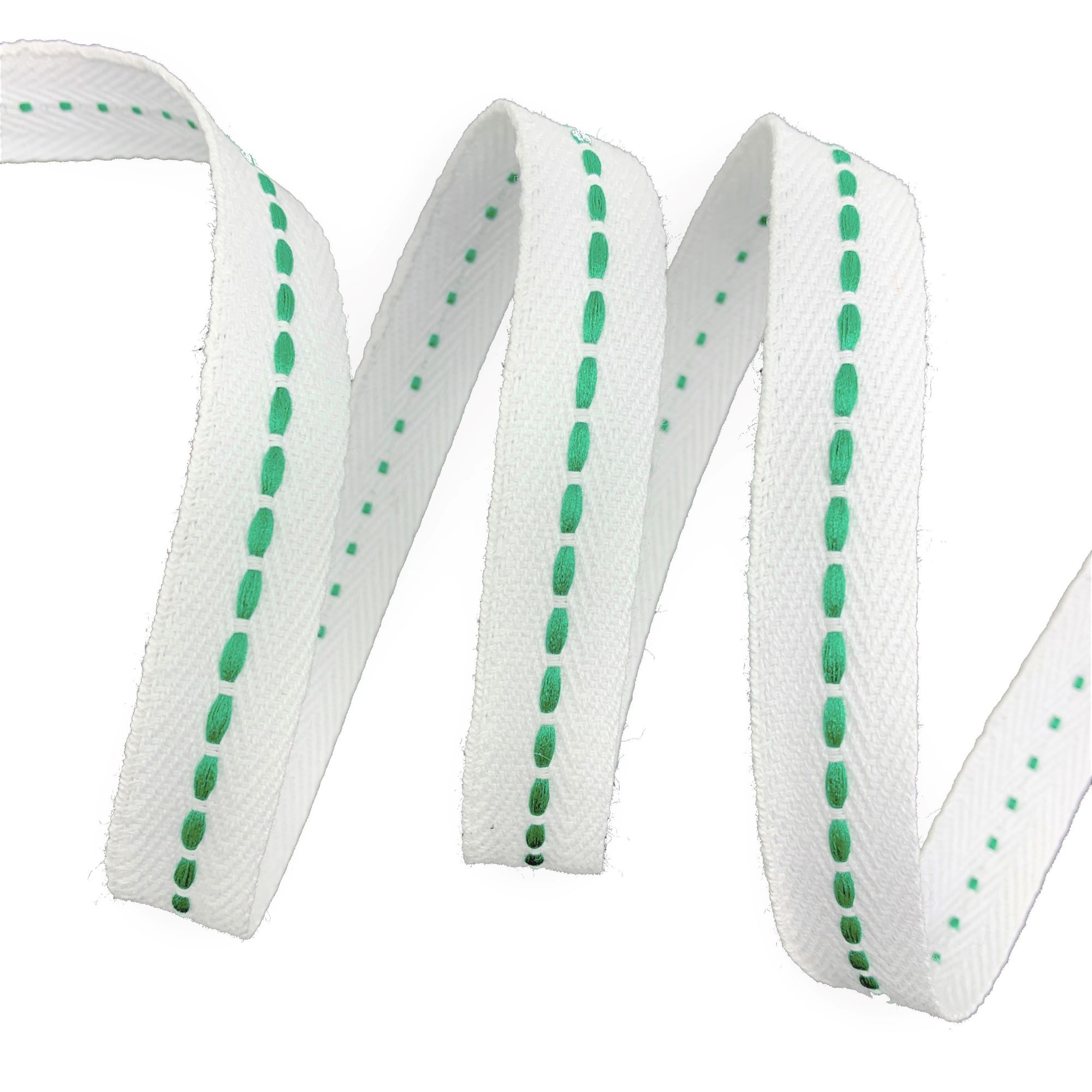 Cadarço Sarjado com Pesponto CAD1FG - 50 metros - 15MM, Branco/Bandeira