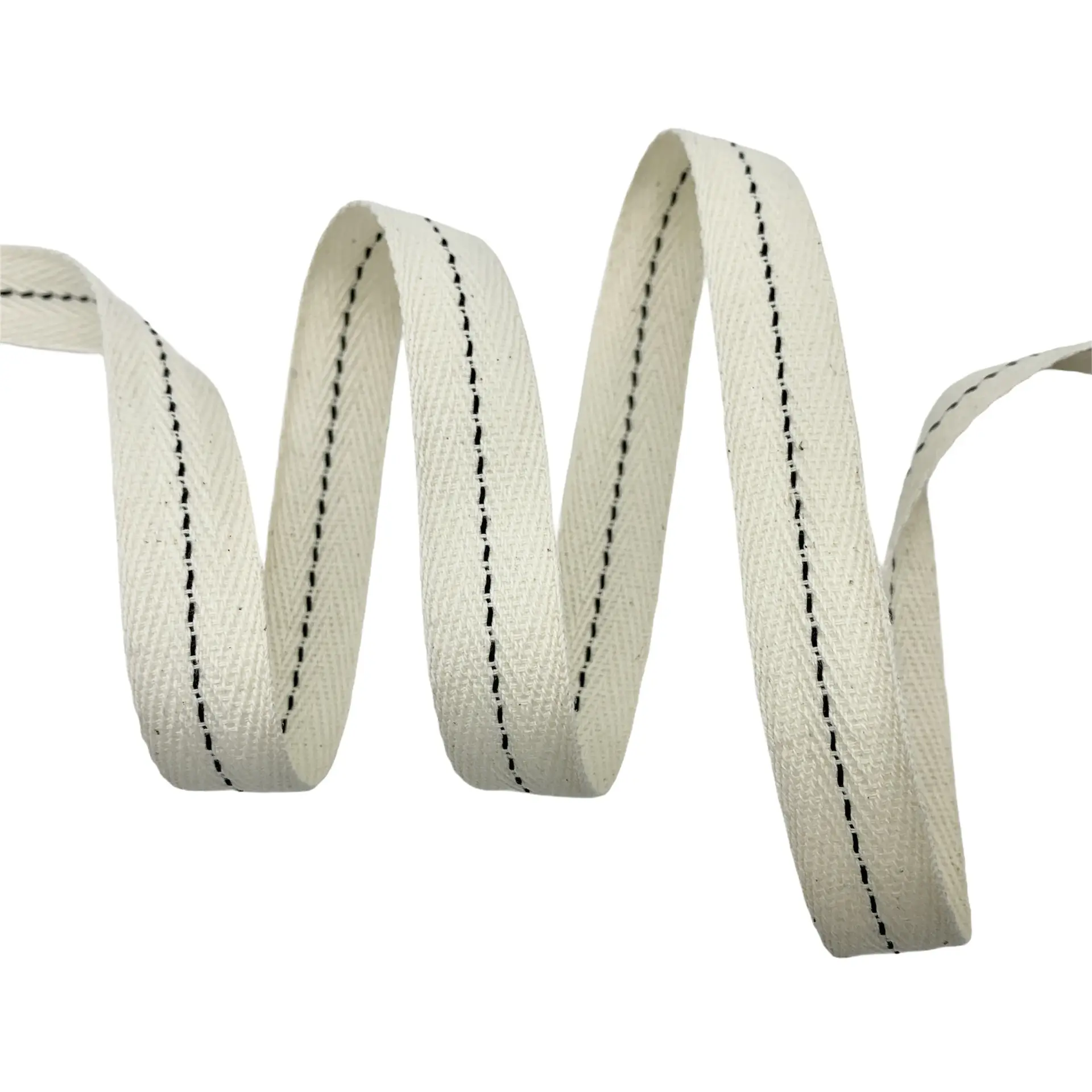 Cadarço Sarjado com Pesponto CAD1P - 50 metros - 20MM, Cru/Preto