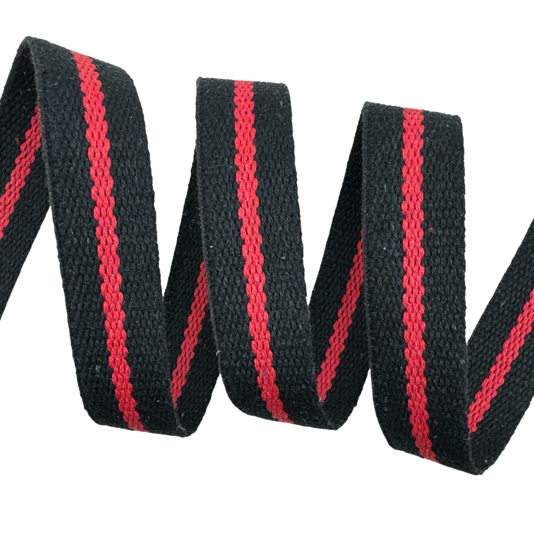 Cadarço para Cinto Com Listra CT1L - 25 Metros - 30MM, Preto/Vermelho