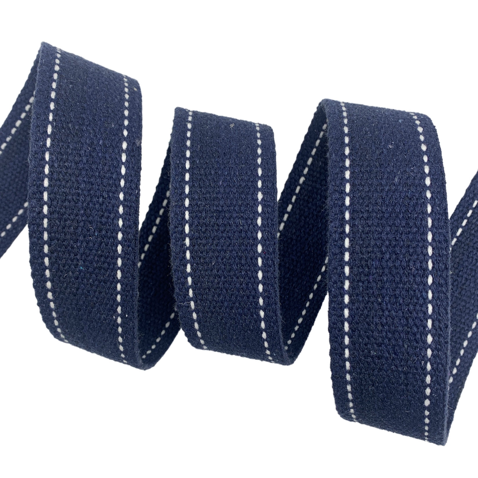 Cadarço para Cinto Com Dois Pespontos CT2P - 25 Metros - 40MM, Marinho/Branco