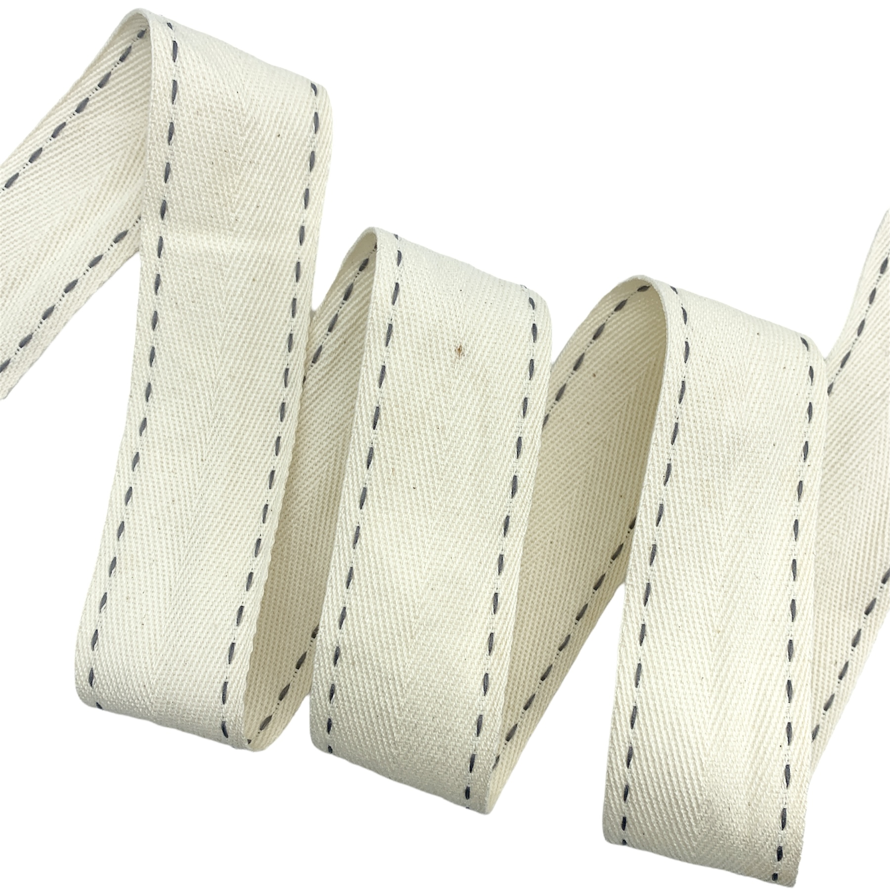 Cadarço Sarjado com Pesponto CAD2P - 50 metros - 40MM, Cru/CinzaMD