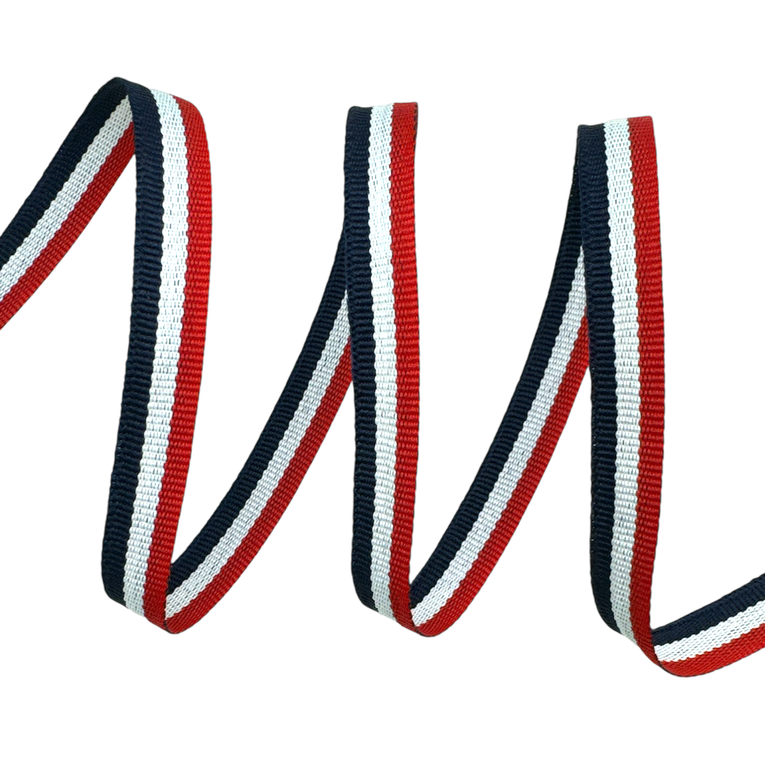 Galão Gorgurão Tricolor TRI - 50 Metros - 10MM, Marinho/Branco/Vermelho
