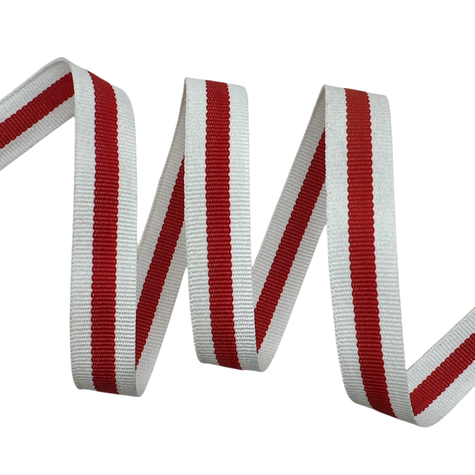 Fita Galão Gorgurão Bicolor BIC - 50 Metros - 15MM, Branco/Vermelho