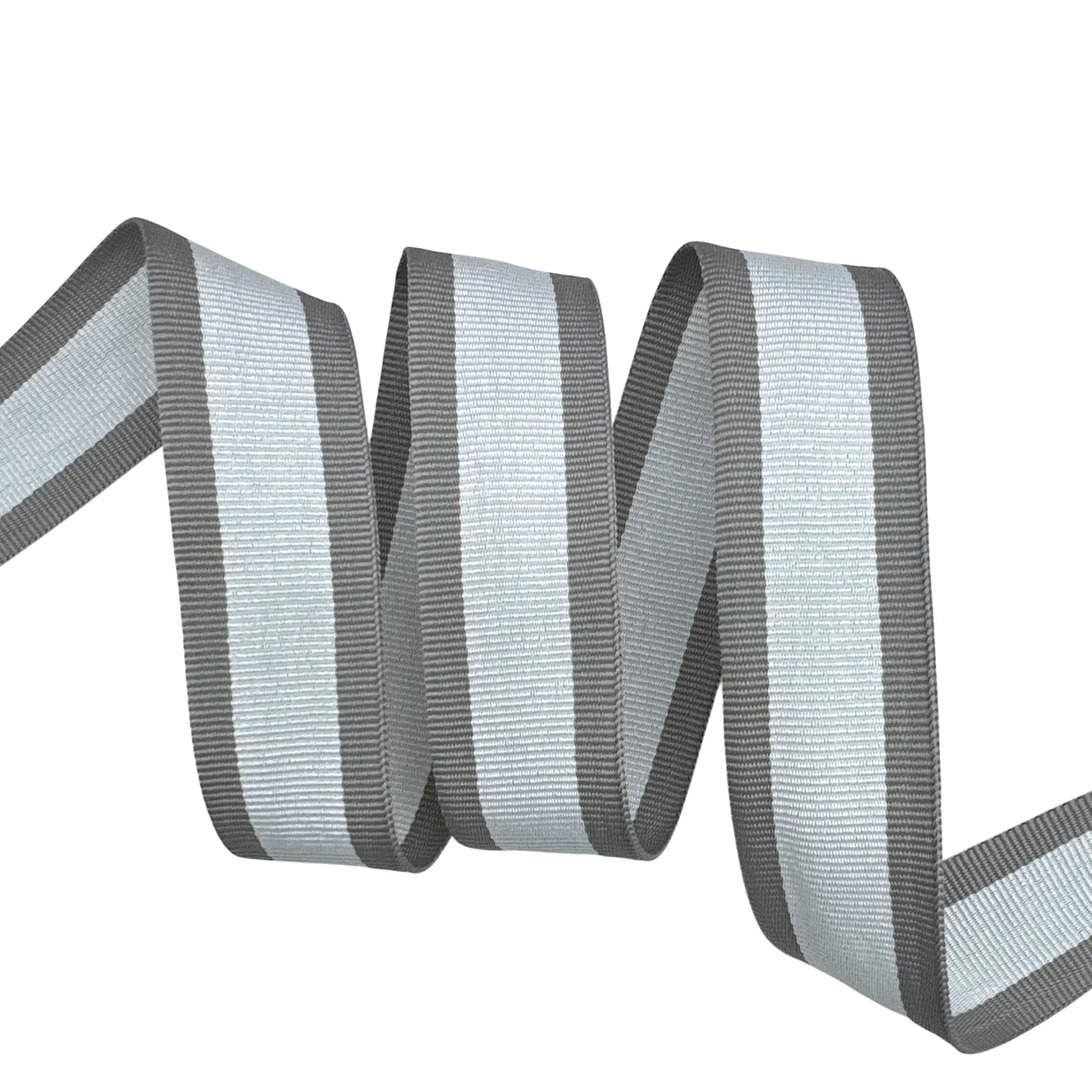 Fita Galão Gorgurão Bicolor BIC - 50 Metros - 30MM, CinzaMD/Branco