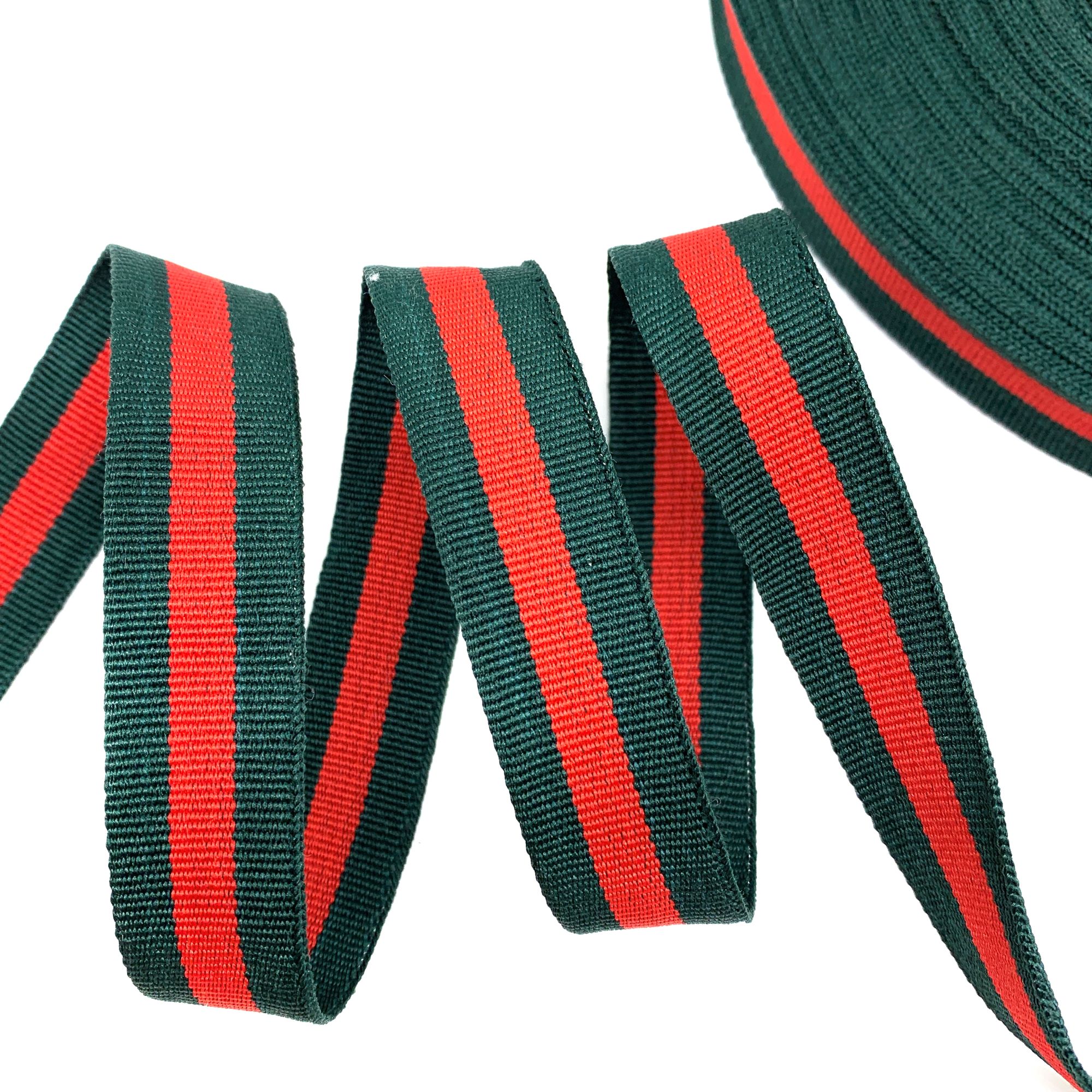 Fita Galão Gorgurão Bicolor BIC - 50 Metros - 20MM, Verde Noturno/Vermelho