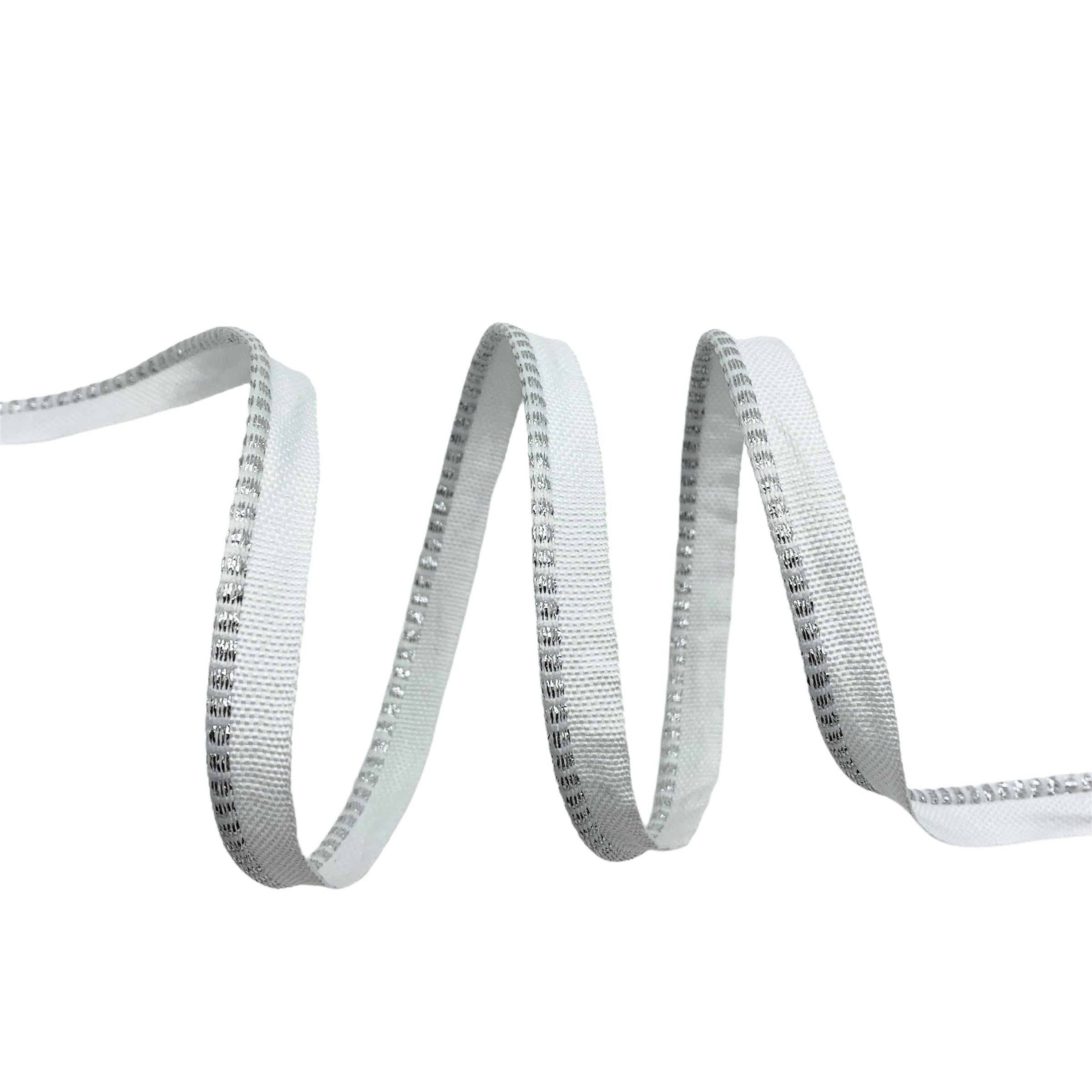 Fita Vivo VVMZ Metalizado 10MM 100% Poliéster - 50MT - Branco/Prata, 10MM