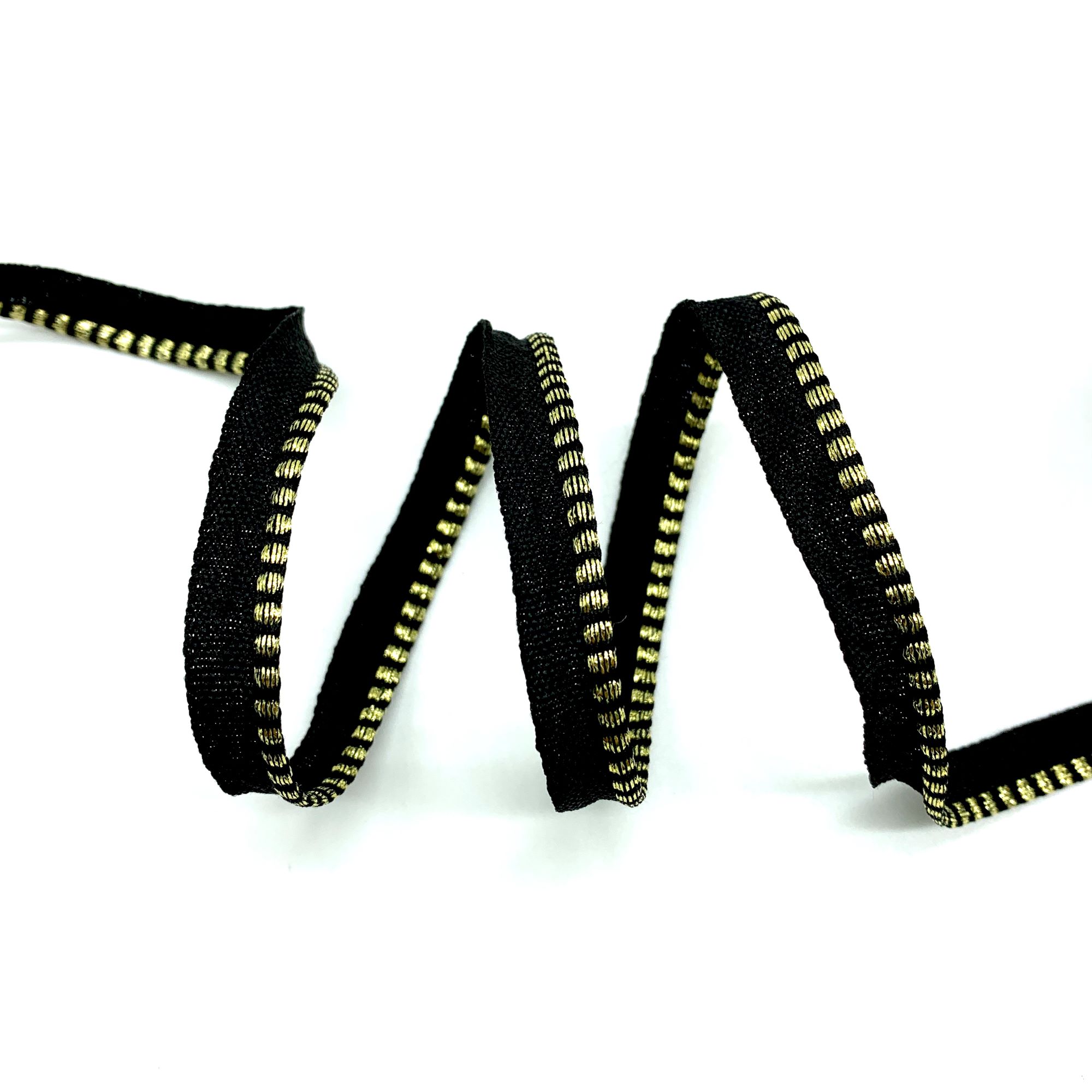 Fita Vivo VVMZ Metalizado 10MM 100% Poliéster - 50MT - Preto/Dourado, 10MM