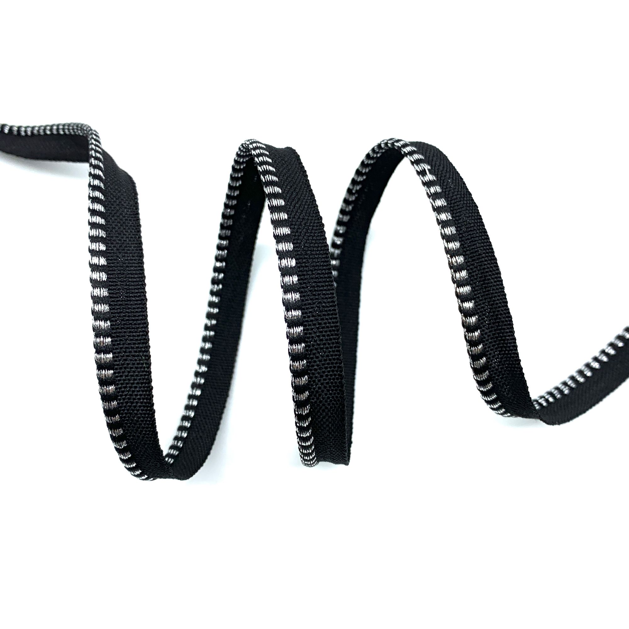 Fita Vivo VVMZ Metalizado 10MM 100% Poliéster - 50MT - Preto/Prata, 10MM