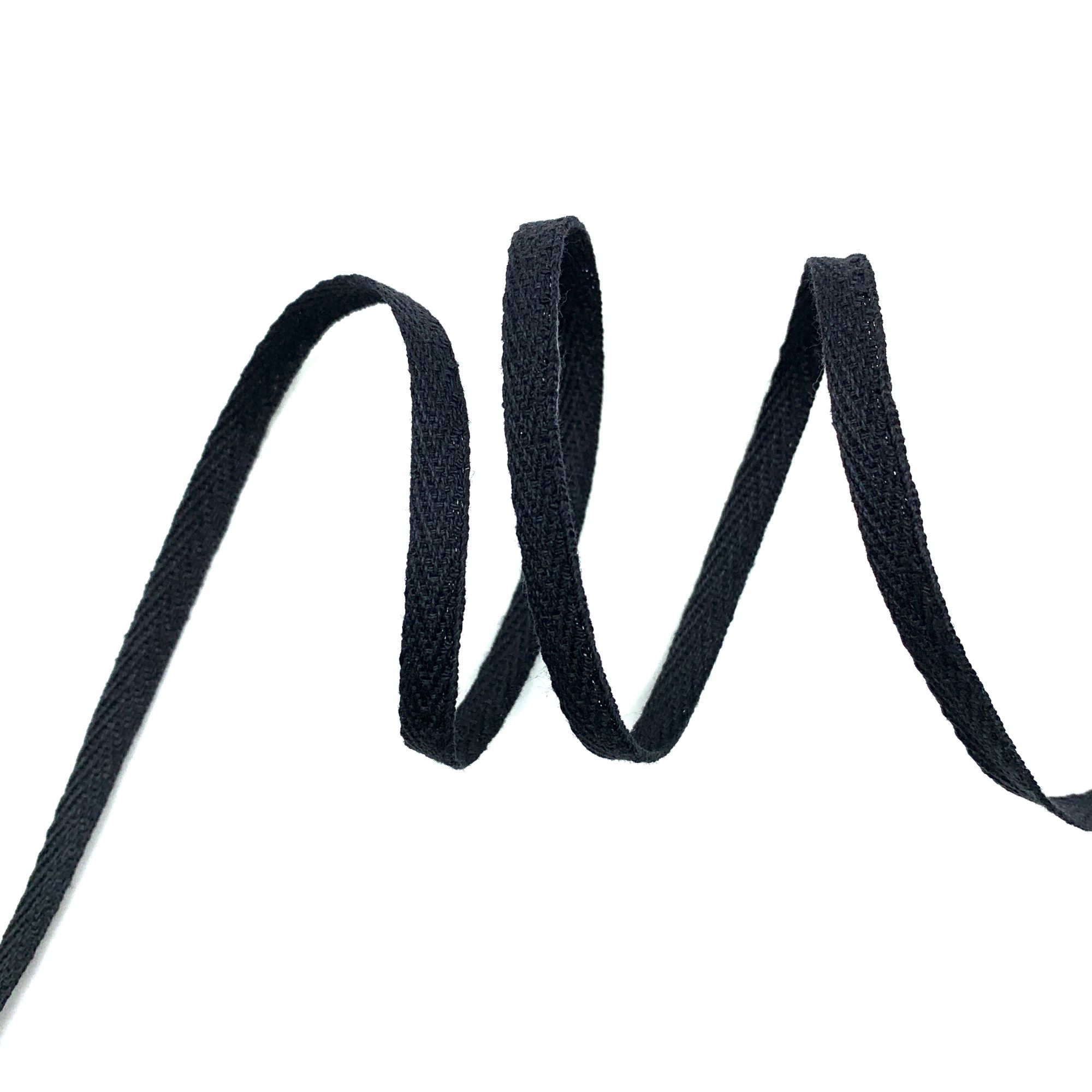 Cadarço Sarjado de Algodão CAD - 50 Metros - 06MM, Preto