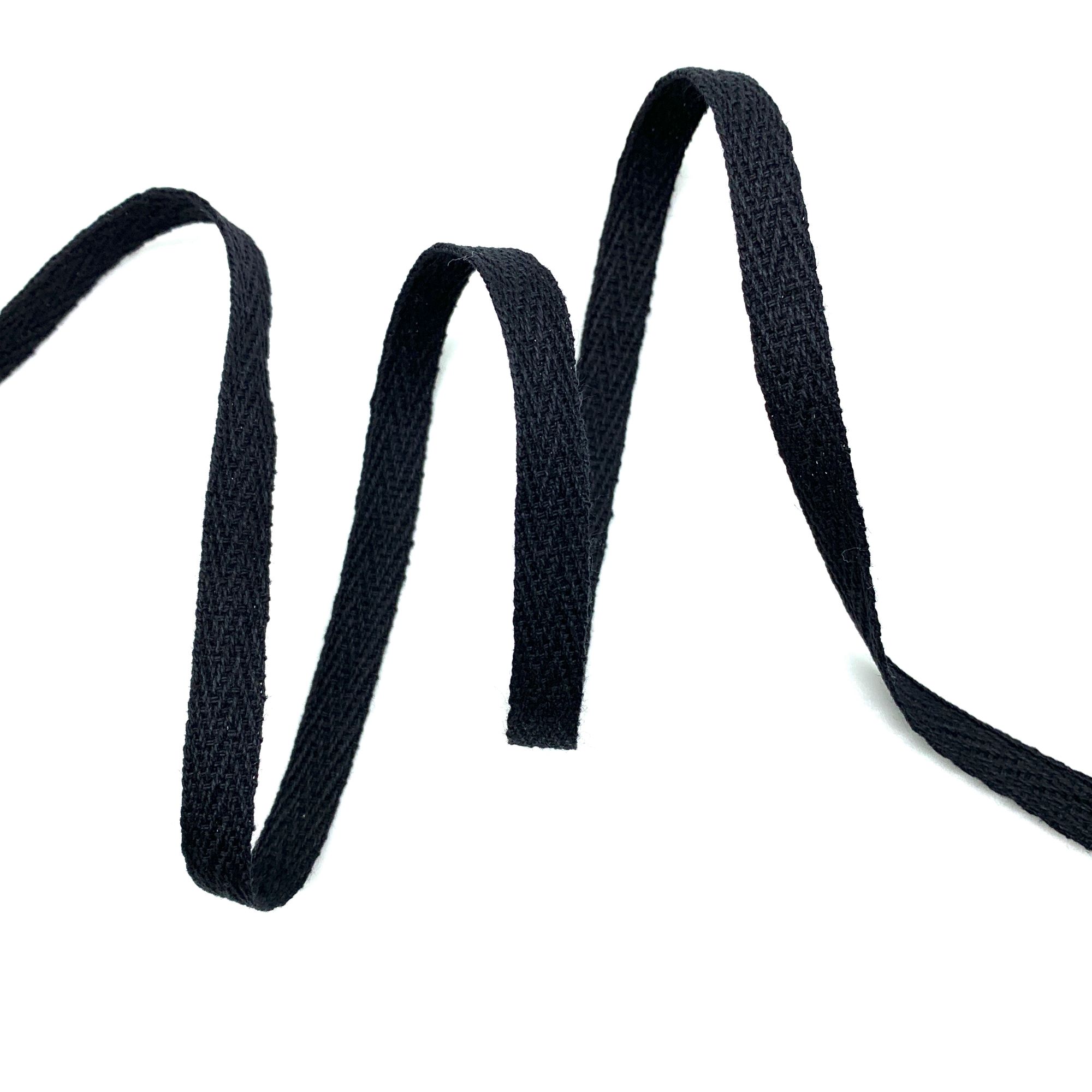 Cadarço Sarjado de Algodão CAD - 50 Metros - 08MM, Preto