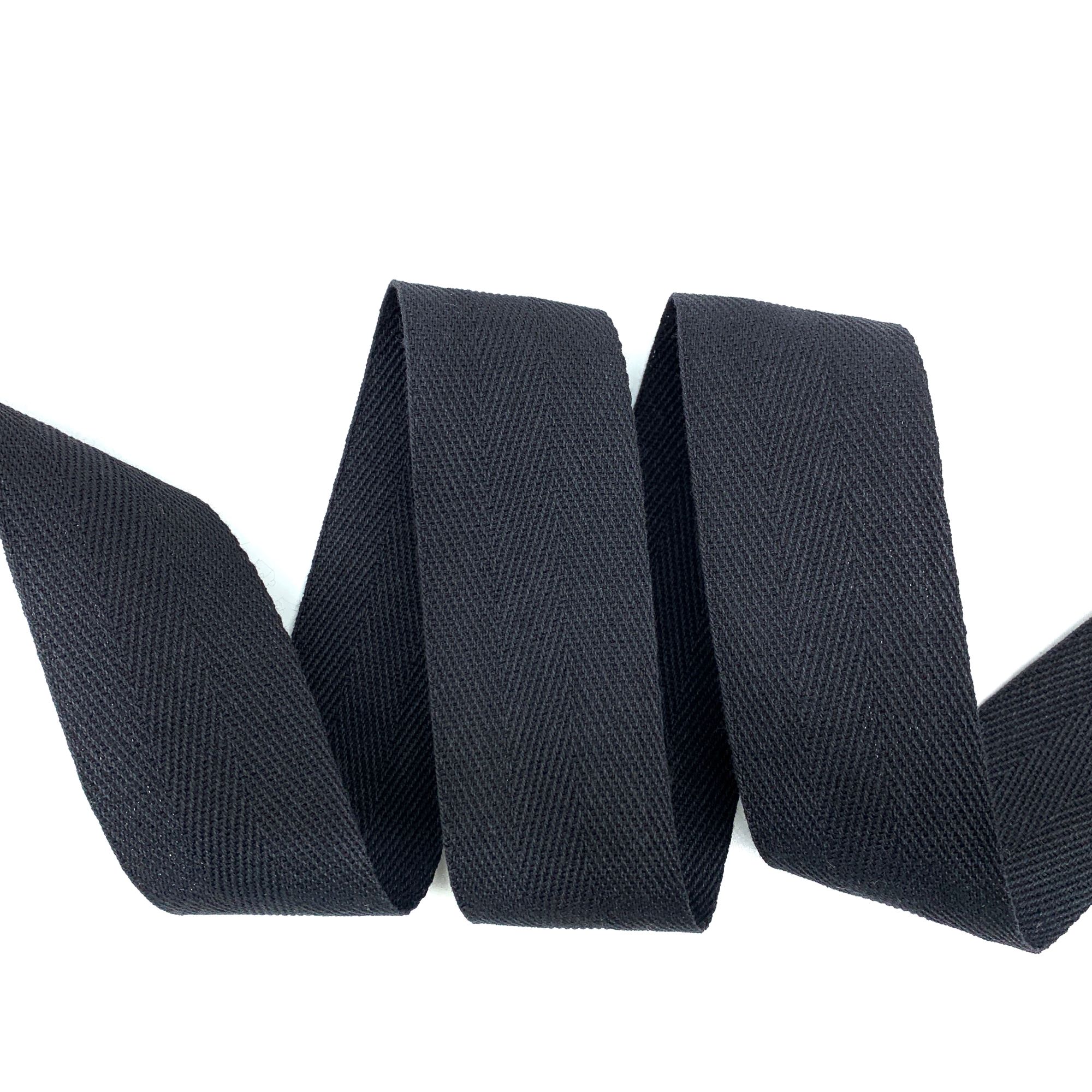 Cadarço Sarjado de Algodão CAD - 50 Metros - 40MM, Preto