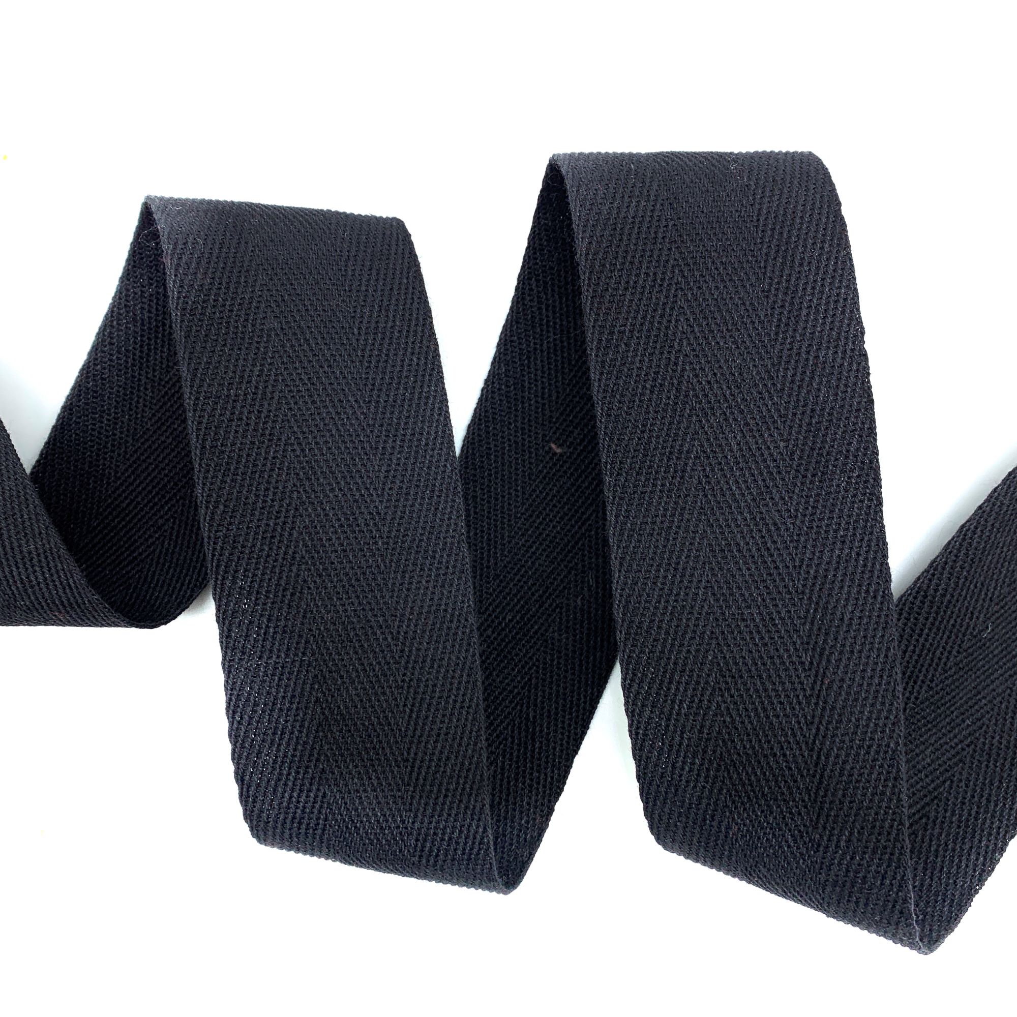 Cadarço Sarjado de Algodão CAD - 50 Metros - 45MM, Preto