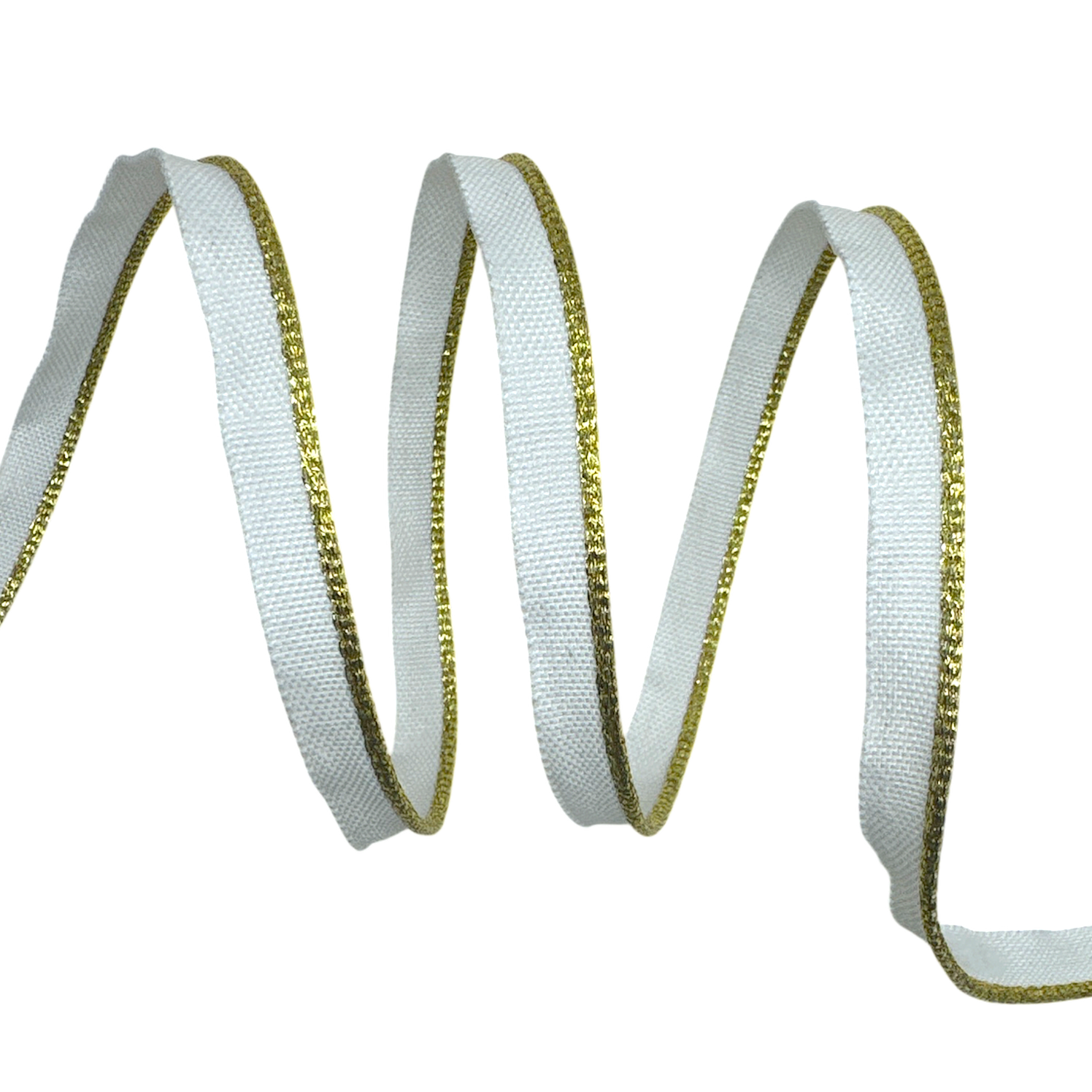 Fita Vivo Metalizado Lurex VVM 10mm - 50 Metros - Branco/Dourado