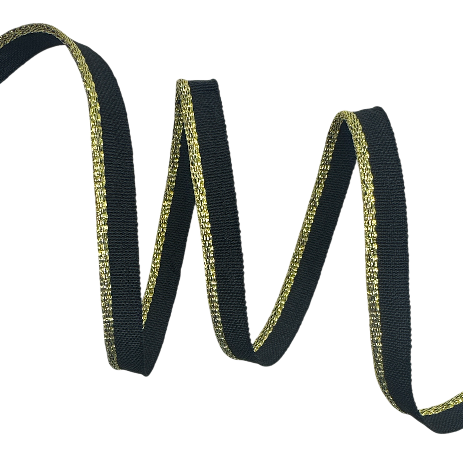 Fita Vivo Metalizado Lurex VVM 10mm - 50 Metros - Preto/Dourado