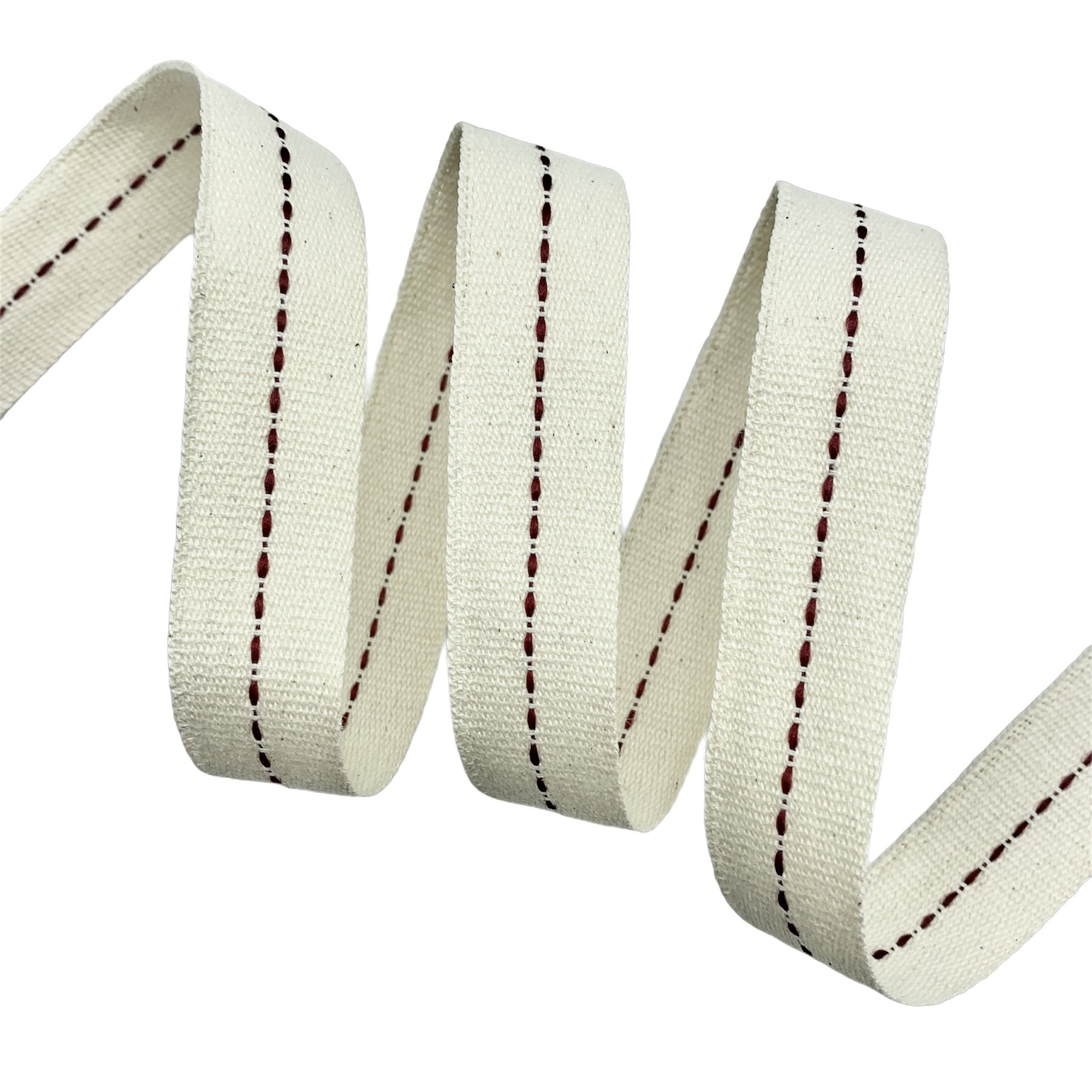 Cadarço Gorgurão Tracejado GA1P - 50 metros - 20MM, Cru/Vinho