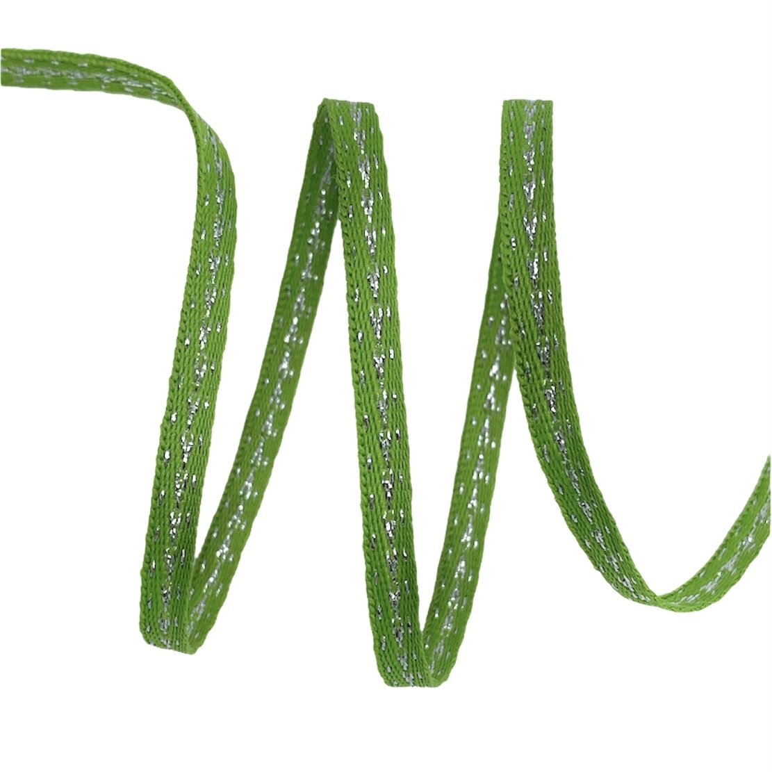 Cadarço Tracejado Metalizado FPM9P - 50 Metros - 06MM, Abacate/Prata