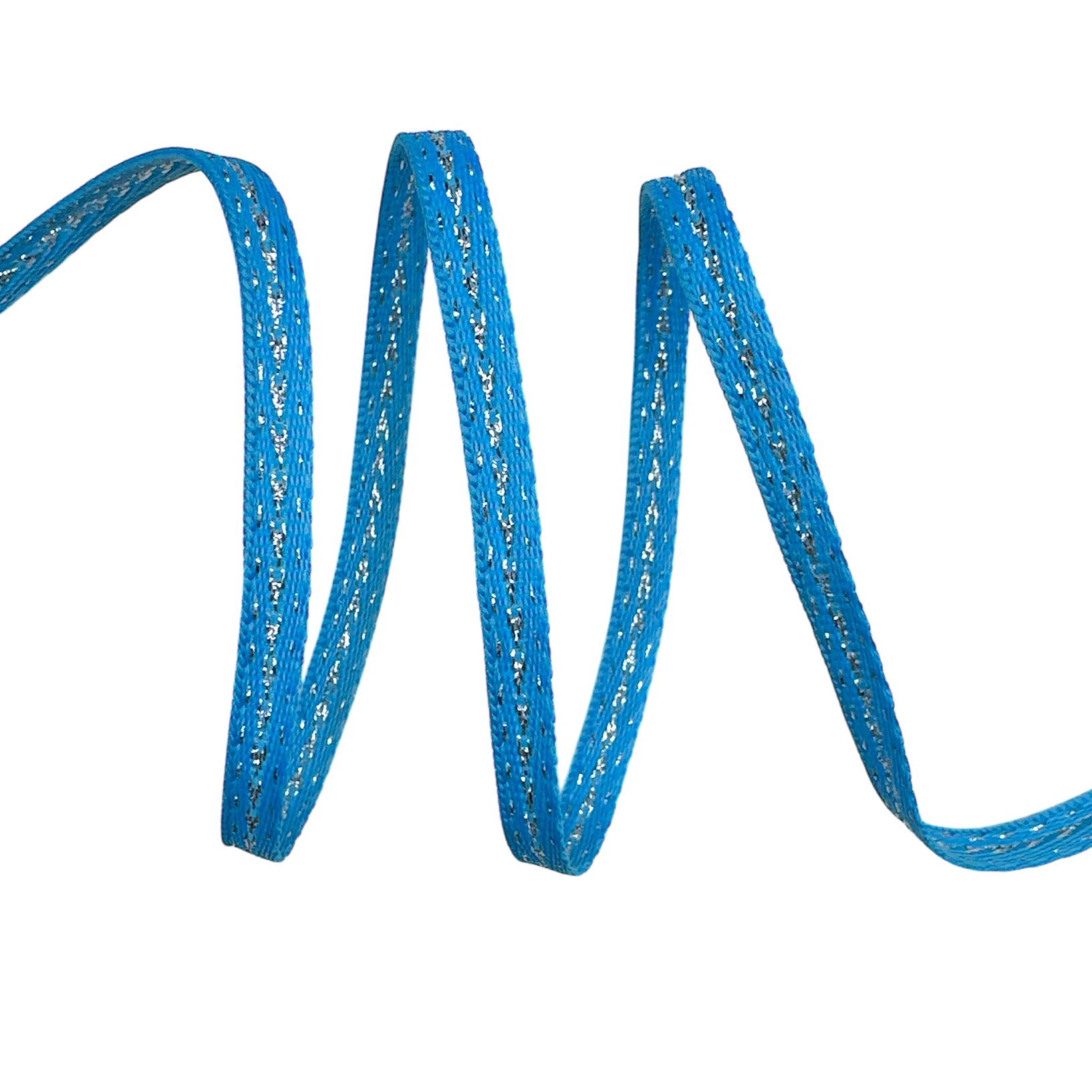 Cadarço Tracejado Metalizado FPM9P - 50 Metros - 06MM, Turquesa/Prata