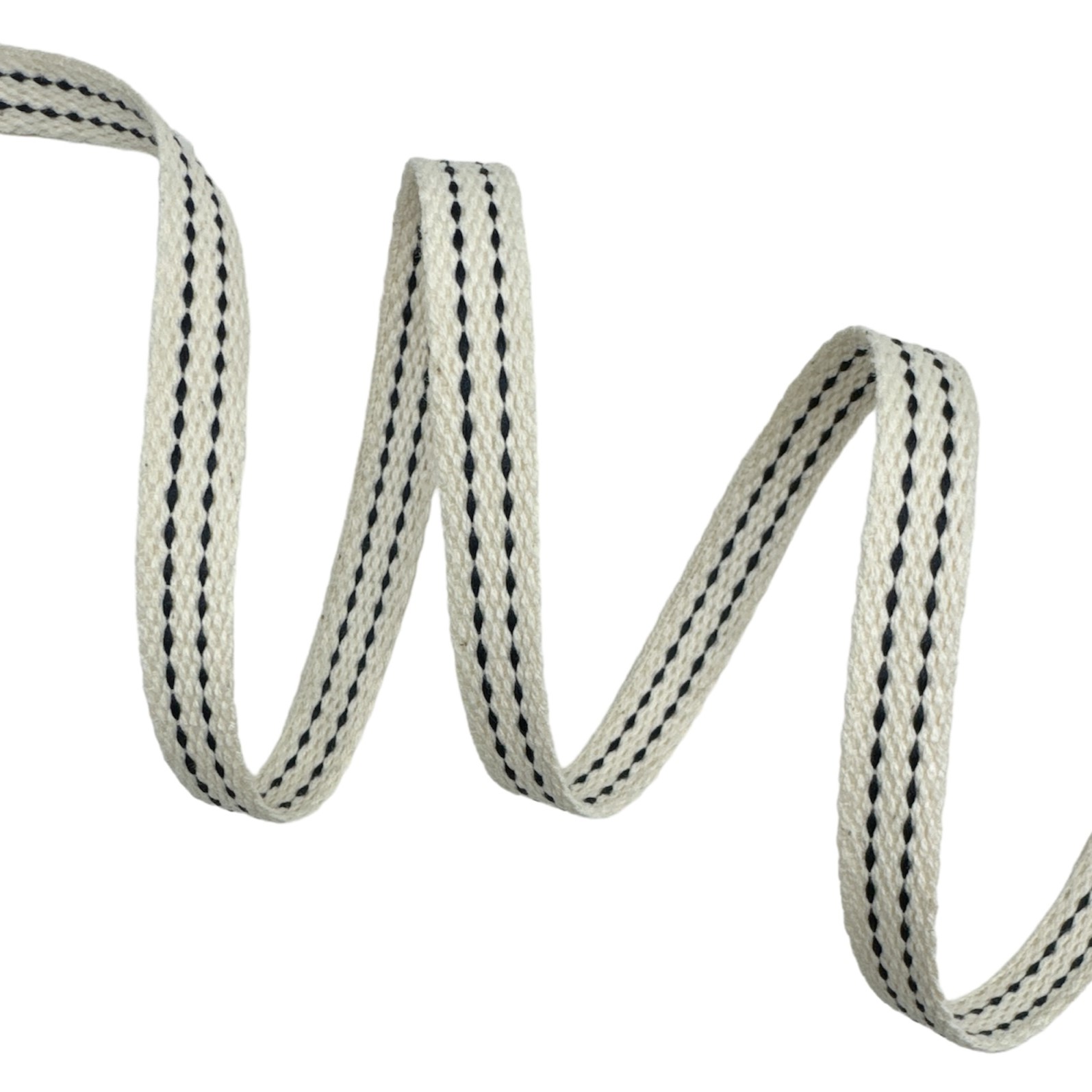 Cadarço de Algodão Tracejado CCP2 - 50 Metros - 10MM, Cru/Marinho