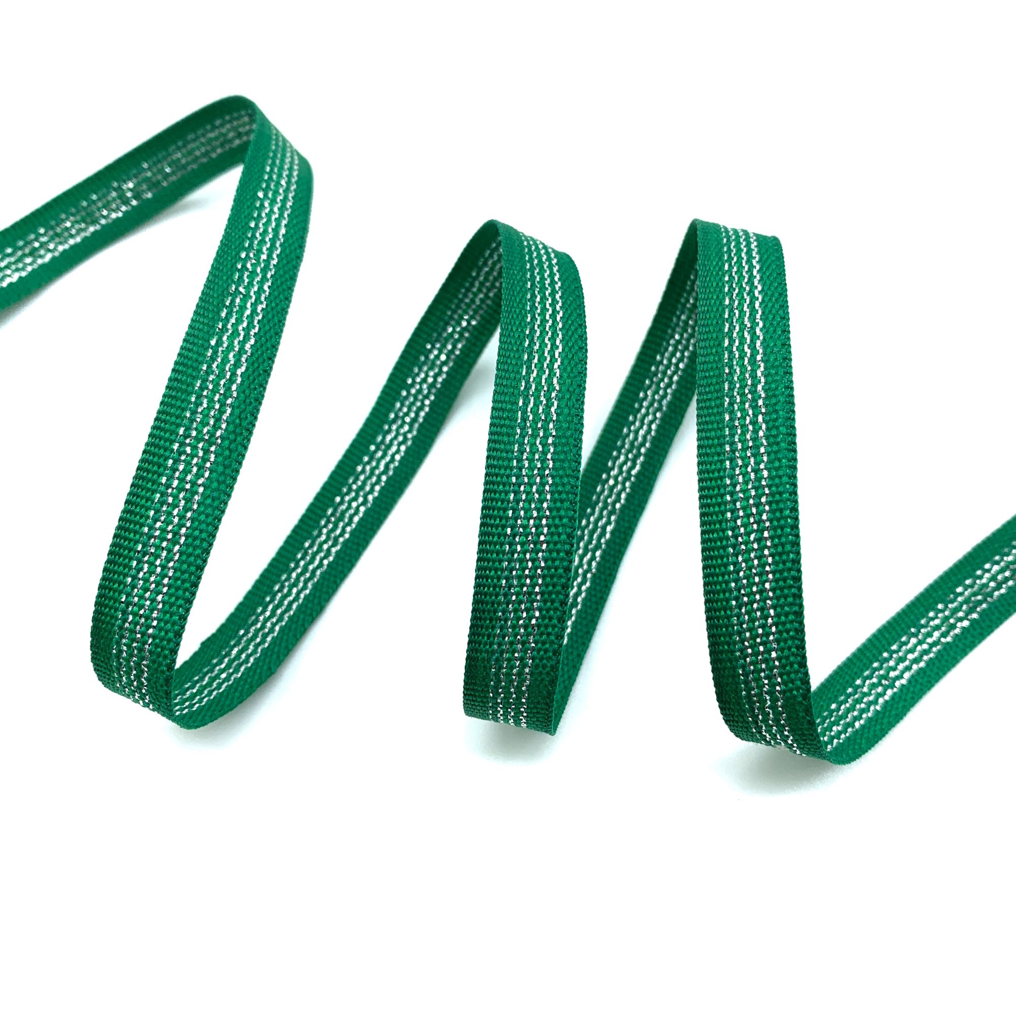 Galão Gorgurão com Listra Metalizada PM - 50 Metros - 10MM, Bandeira/Prata