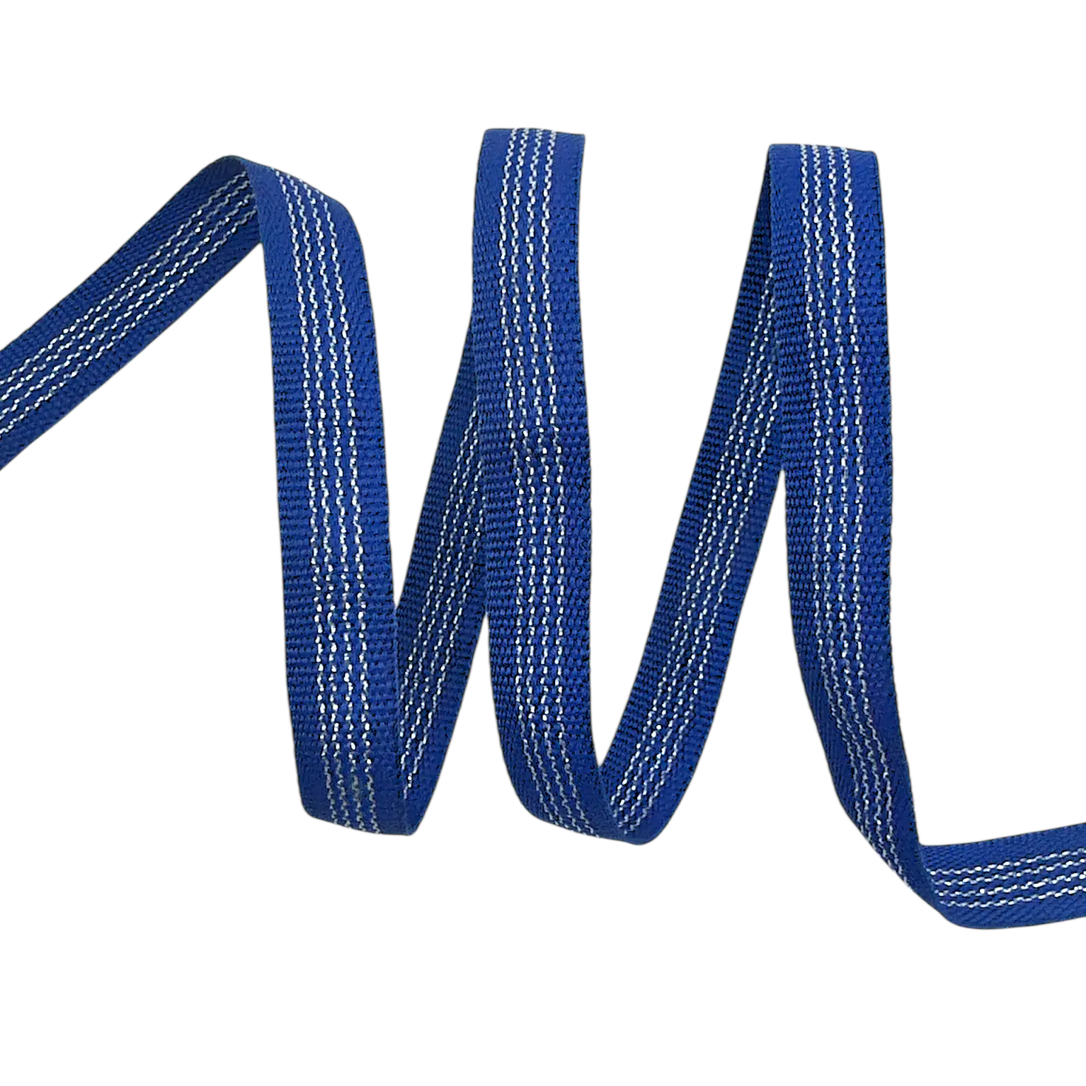 Galão Gorgurão com Listra Metalizada PM - 50 Metros - 10MM, Royal/Prata