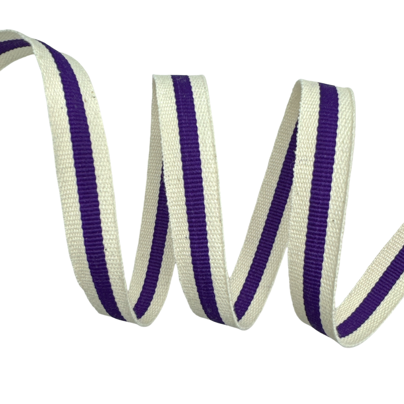 Fita Galão Listrado PA - 50 Metros - 15MM, Cru/Roxo