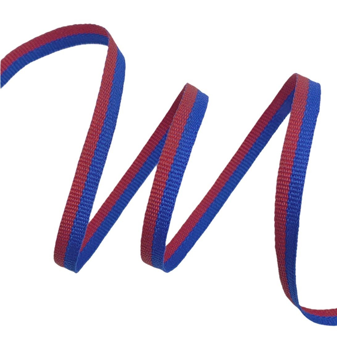 Galão Gorgurão Listrado BIC2 - 50 Metros - 07MM, Royal/Vermelho