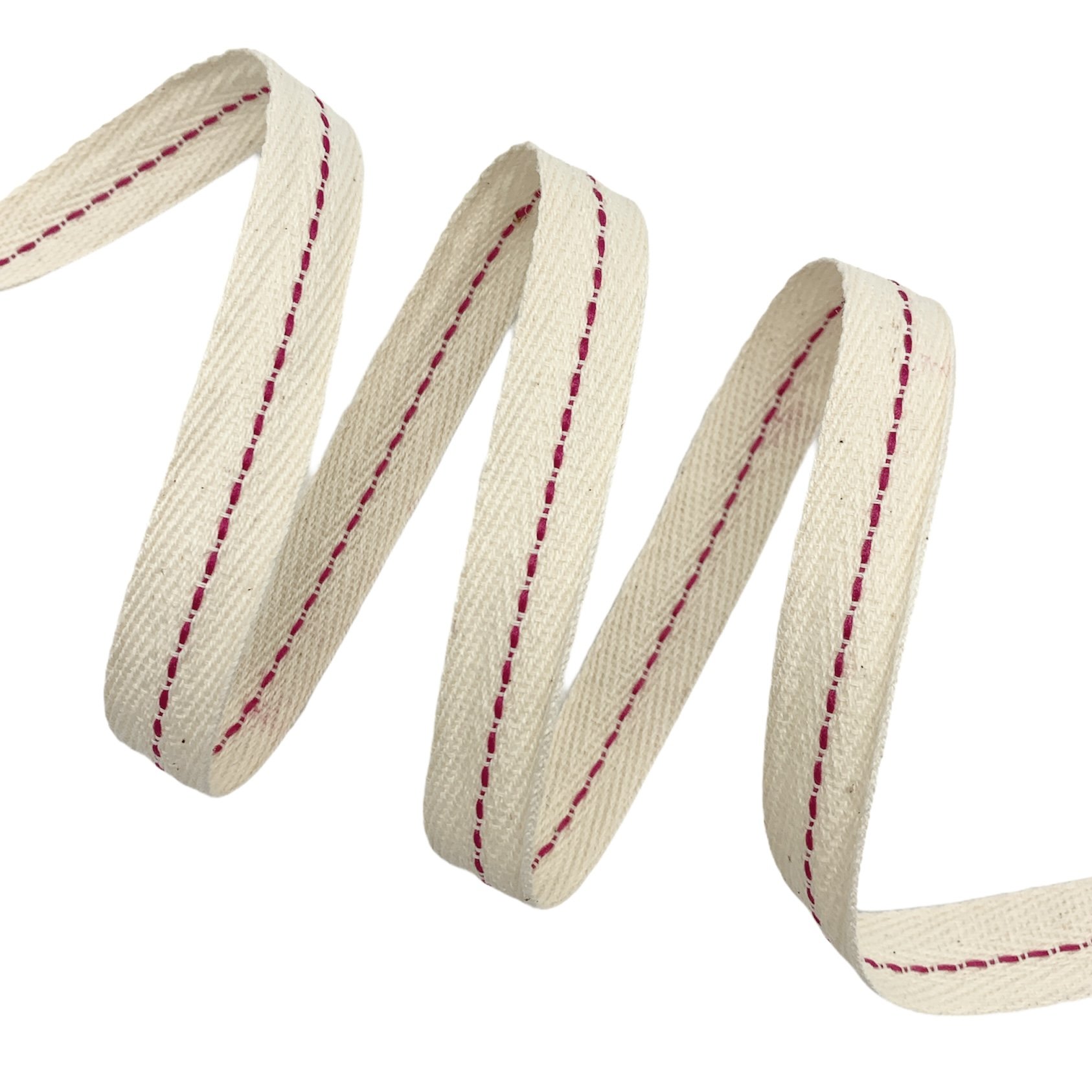 Cadarço Sarjado com Pesponto CAD1P - 50 metros - 15MM, Cru/Pink