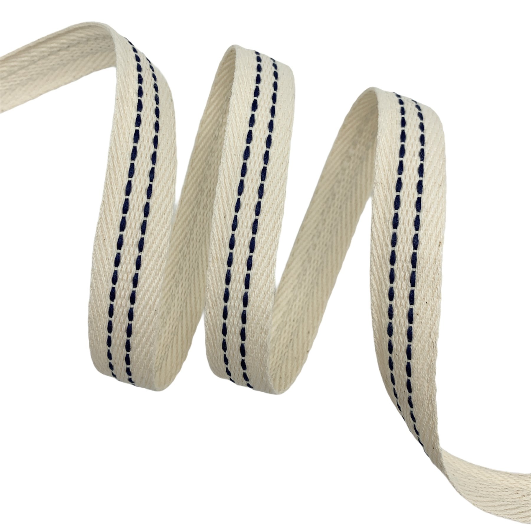 Cadarço Tracejado GRP – 50 metros - 17MM, Cru/Marinho