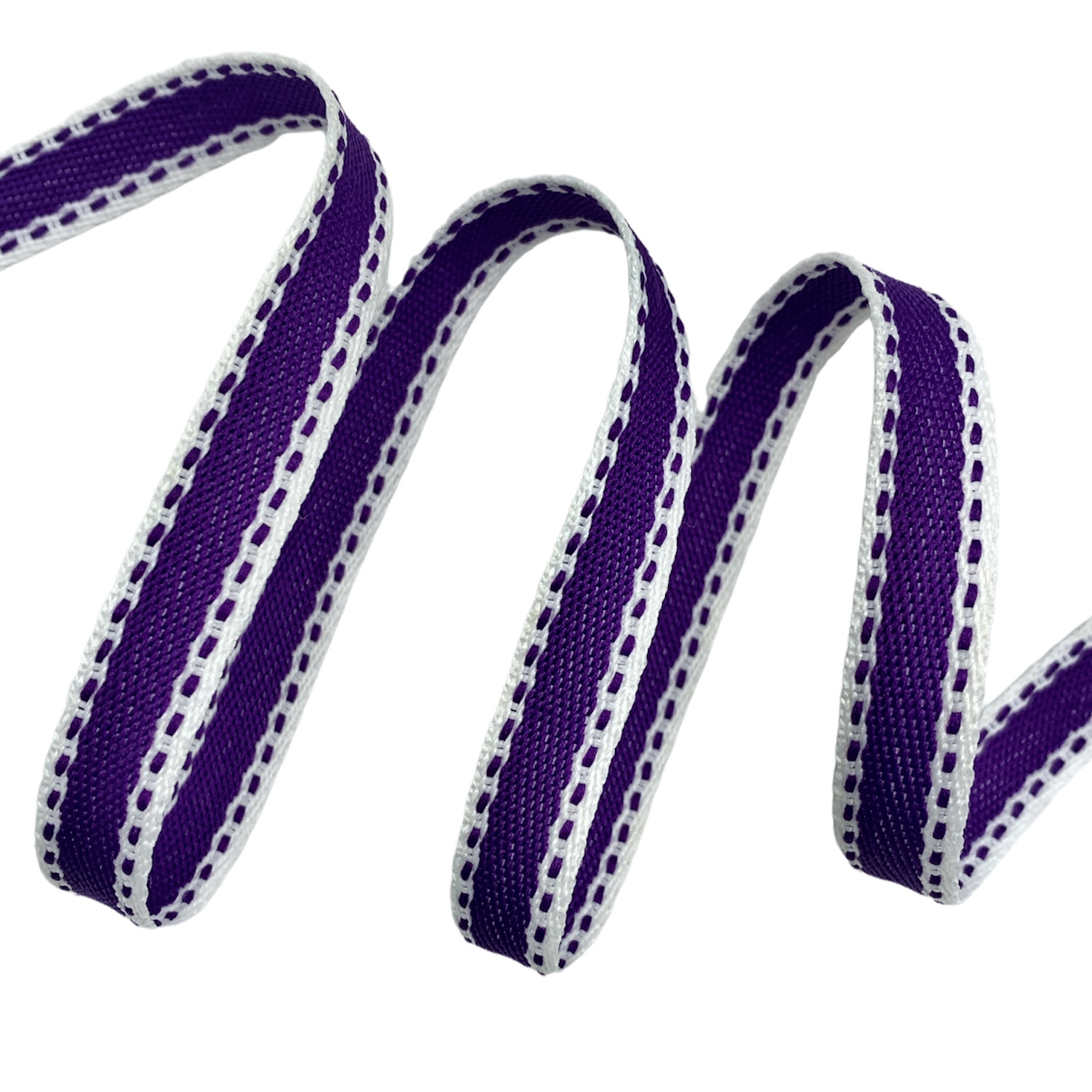 Cadarço Listrado FPL2P - 50 metros - 12MM, Branco/Roxo