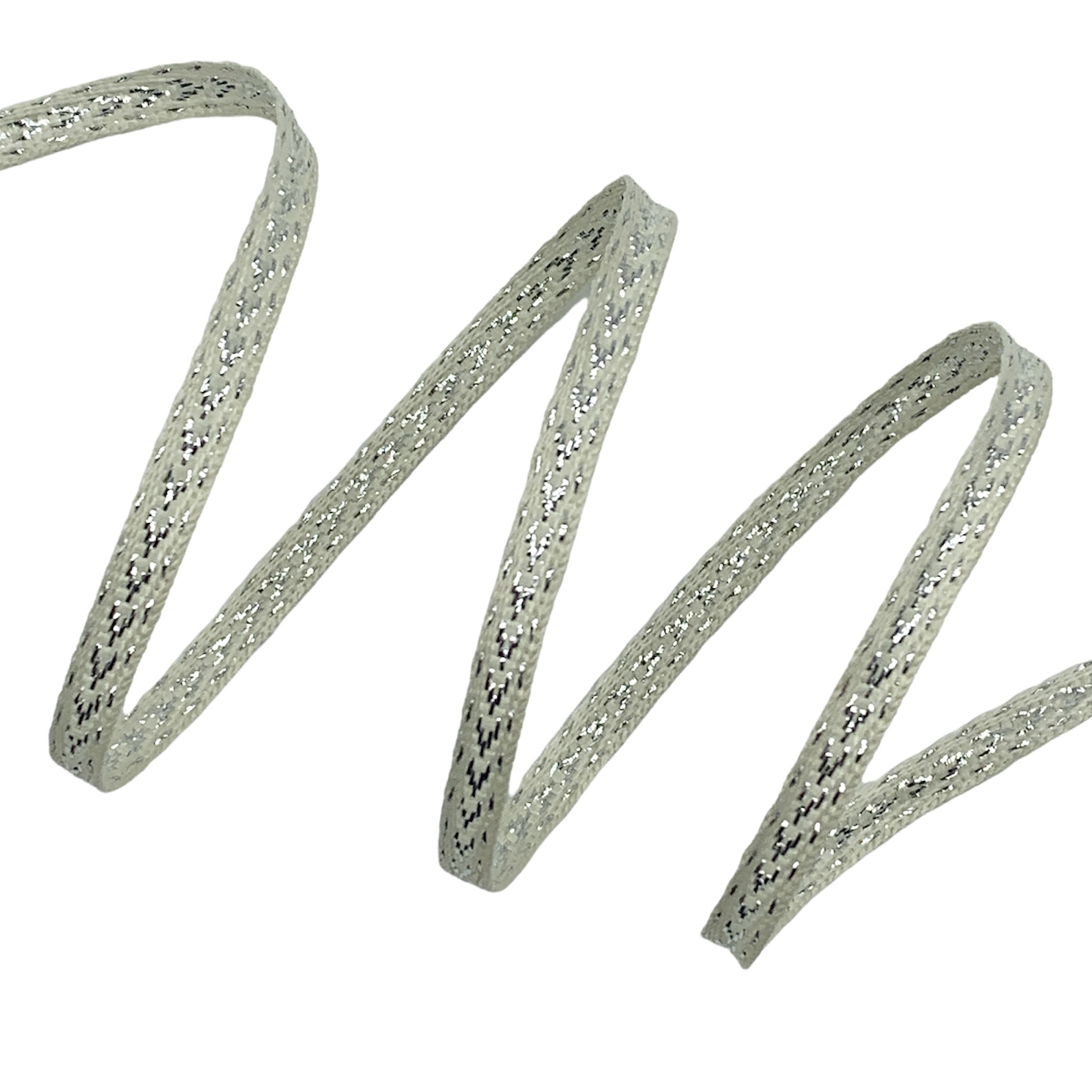 Cadarço Tracejado Metalizado FPM9P - 50 Metros - 06MM, Bege/Prata