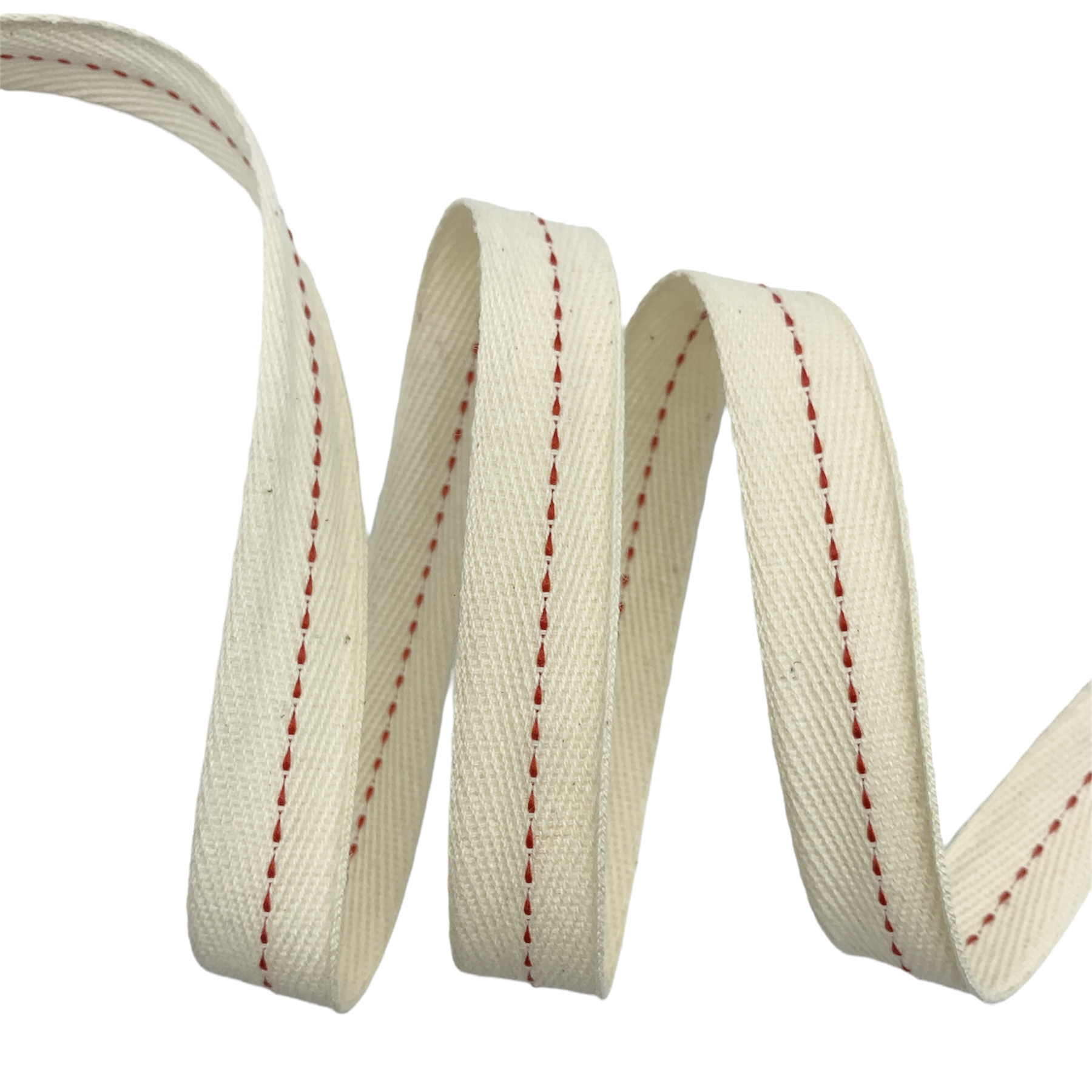 Cadarço Sarjado com Pesponto CAD1P - 50 metros - 20MM, Cru/Vermelho