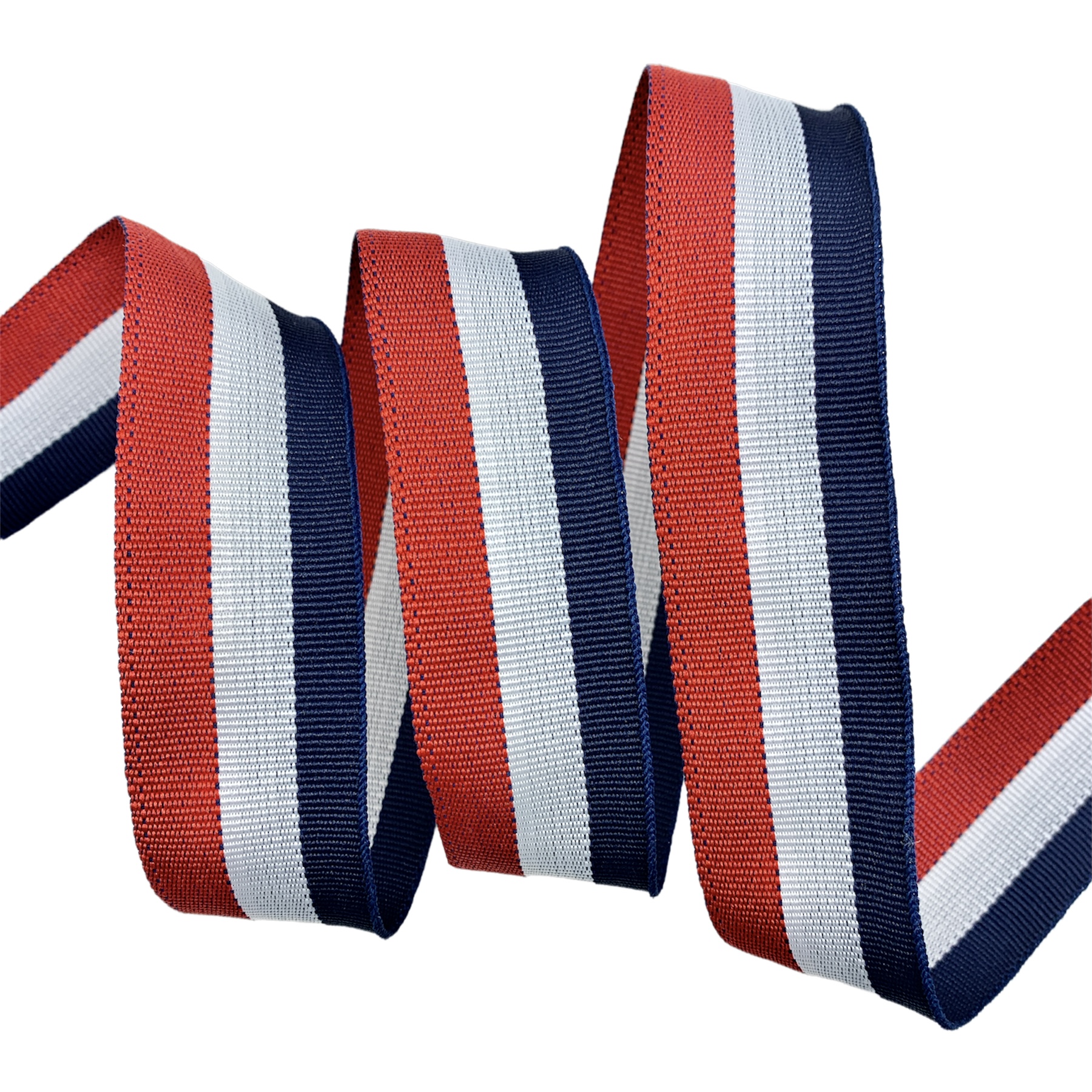 Galão Gorgurão Tricolor TRI - 50 Metros - 30MM, Marinho/Branco/Vermelho