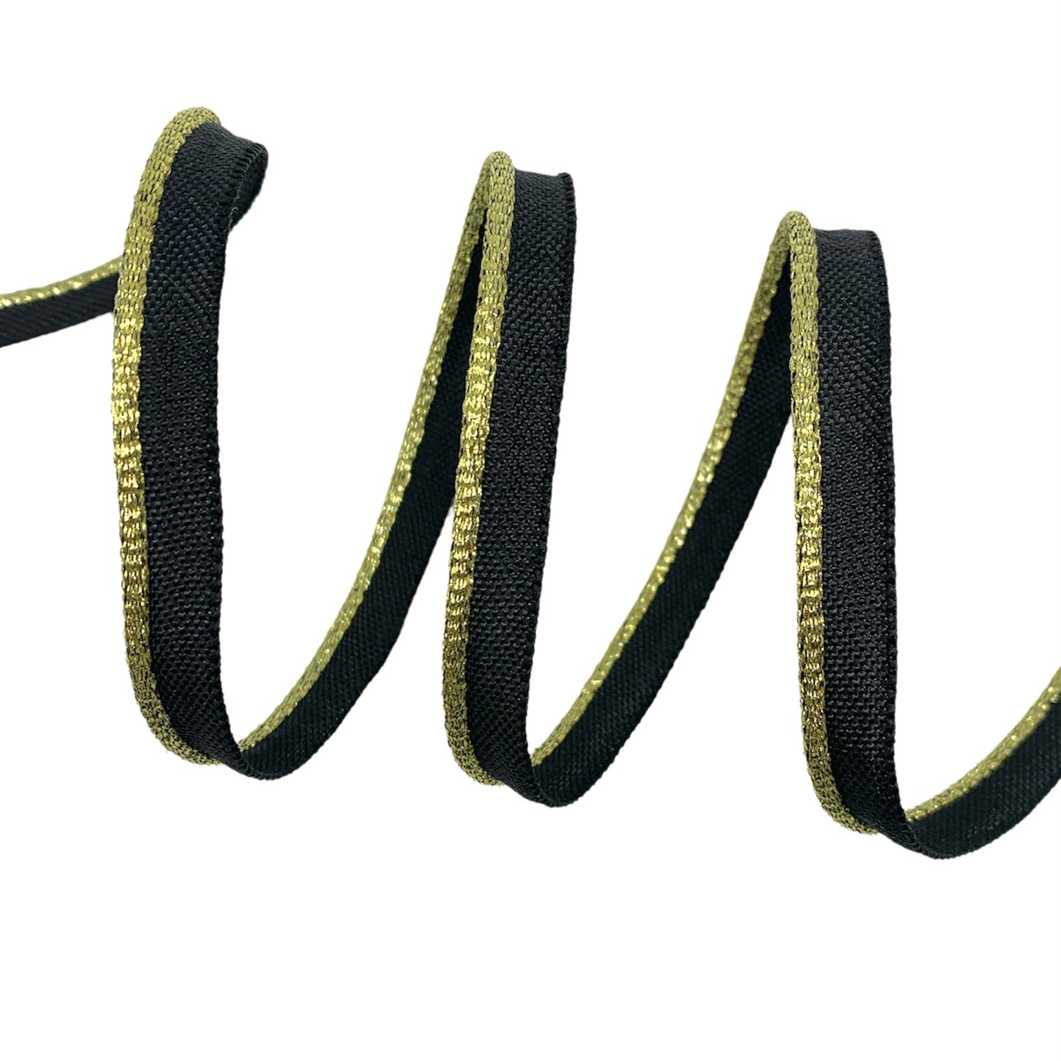 Fita Vivo Metalizado Lurex VVM 10mm - 50 Metros - Preto/Dourado