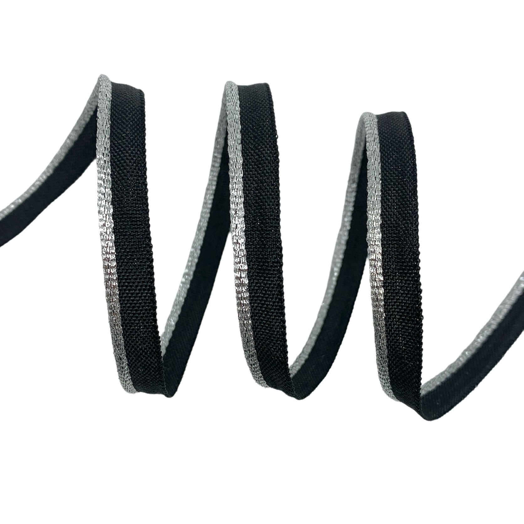 Fita Vivo Metalizado Lurex VVM 10mm - 50 Metros - Preto/Prata