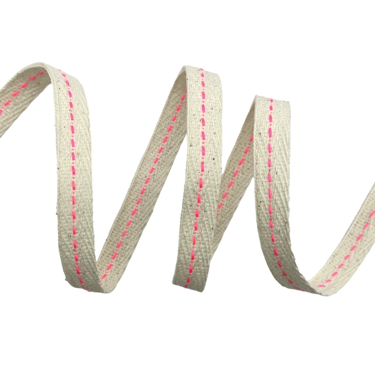 Cadarço 2a. Linha com Pesponto CA1P - 50 Metros - 10MM, Cru/Rosa MD