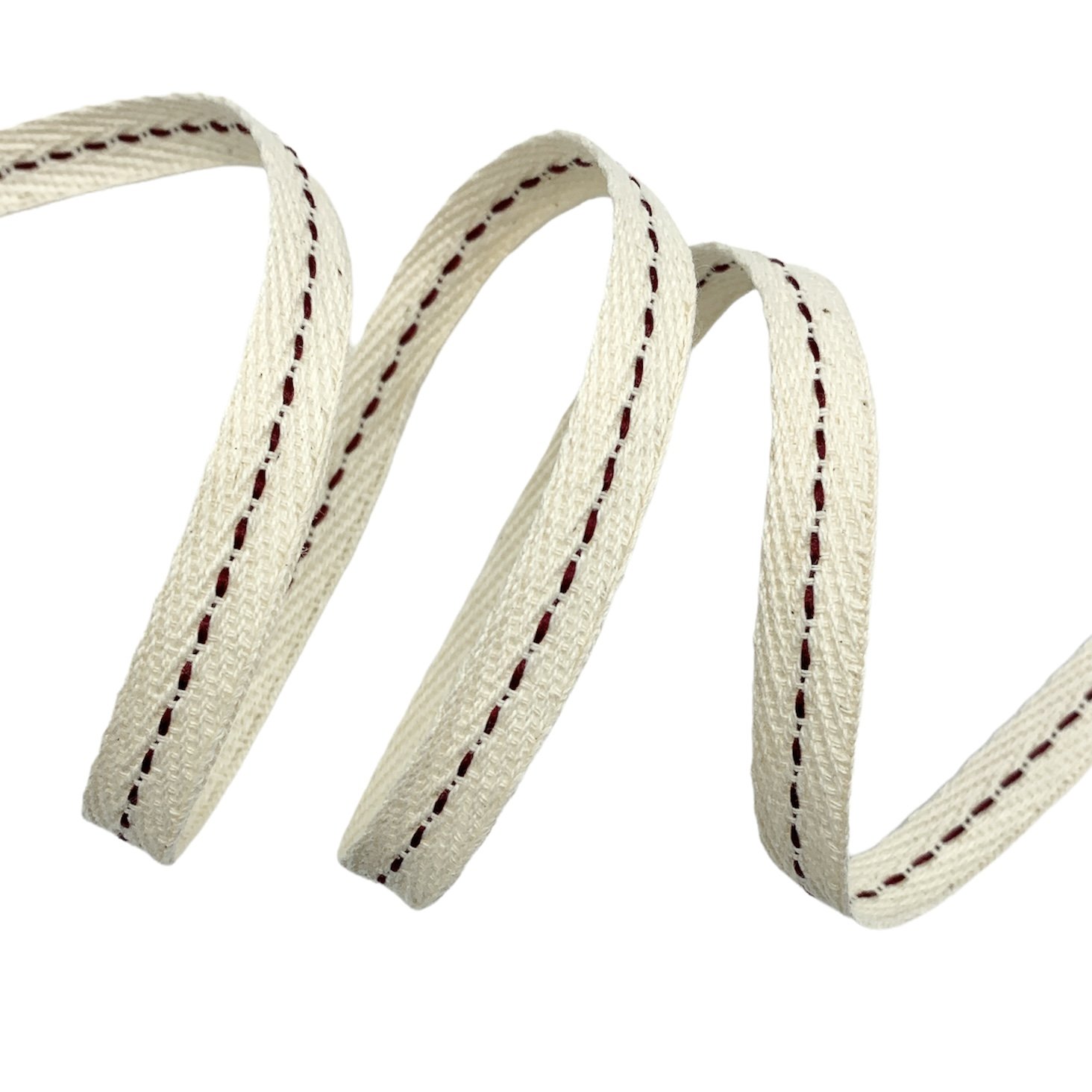 Cadarço 2a. Linha com Pesponto CA1P - 50 Metros - 10MM, Cru/Vinho