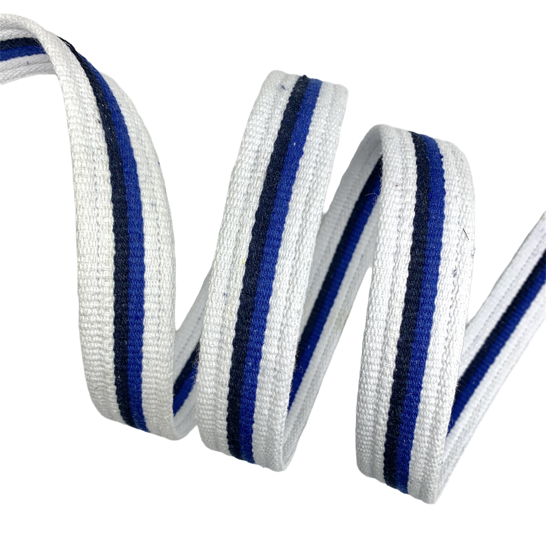 Cadarço para Cinto Canelado Listrado CTC2 - 25 Metros - 30MM, Branco/Marinho/Royal