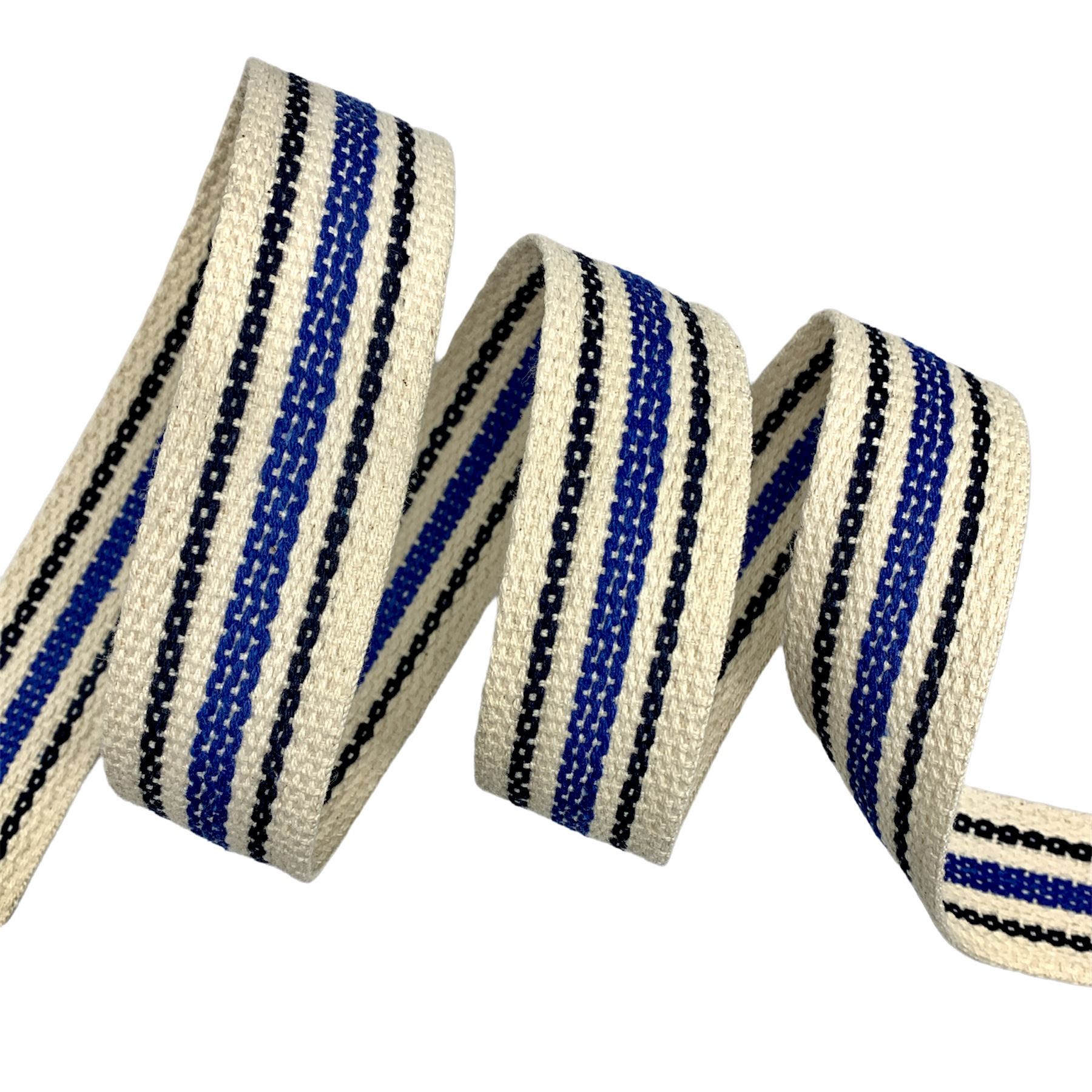 Cadarço para Cinto com Três Listras CT3L - 25 Metros - 40MM, Cru/Marinho/Royal