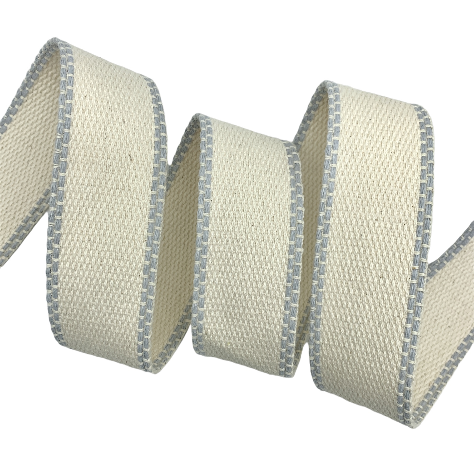 Cadarço para Cinto com 4 Tracejados nas Bordas CT4P - 25 Metros - 50MM, Cru/Cinza Claro