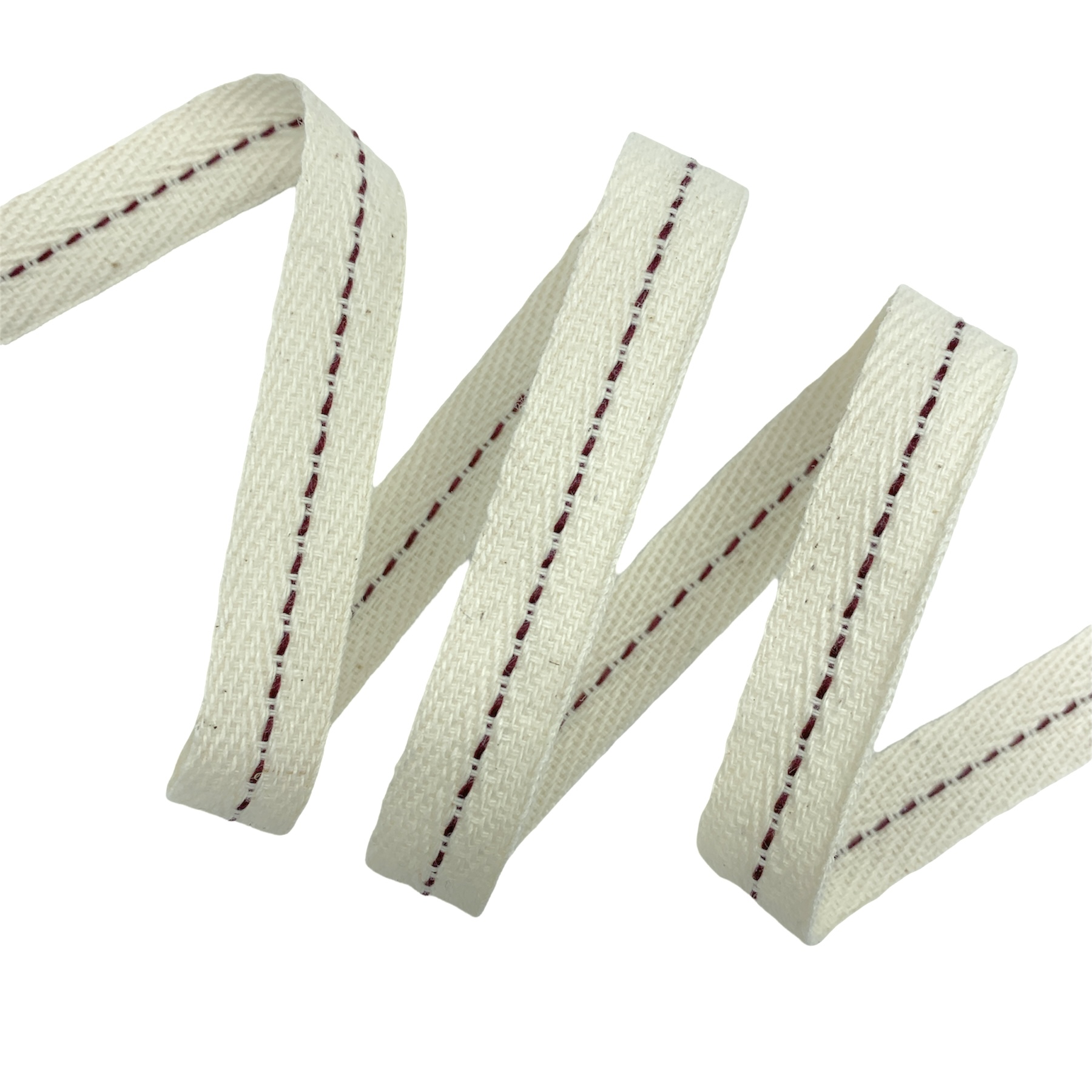 Cadarço 2a. Linha com Pesponto CA1P - 50 Metros - 15MM, Cru/Vinho