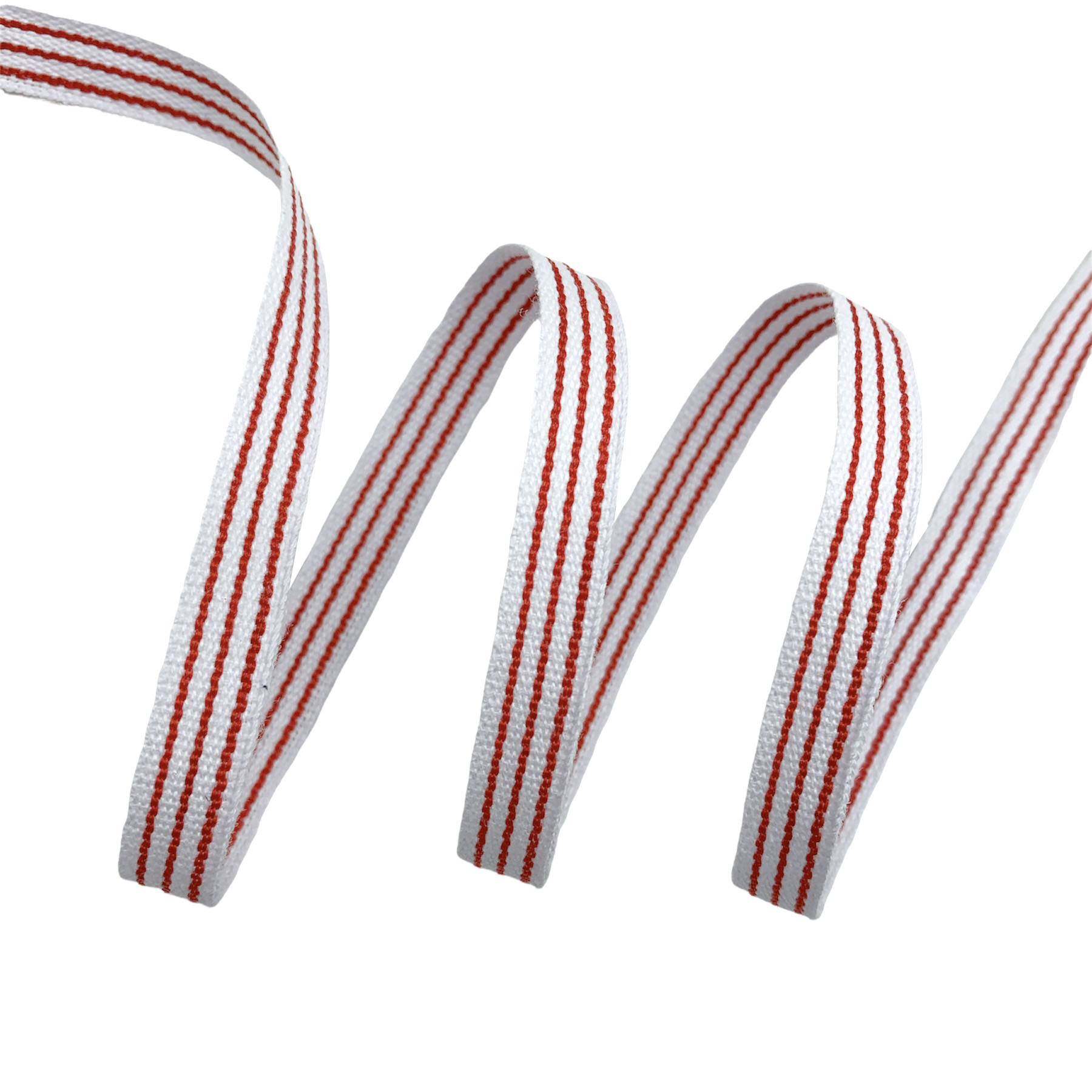 Fita Galão Gorgurão BD - 50 Metros - 10MM, Branco/Vermelho