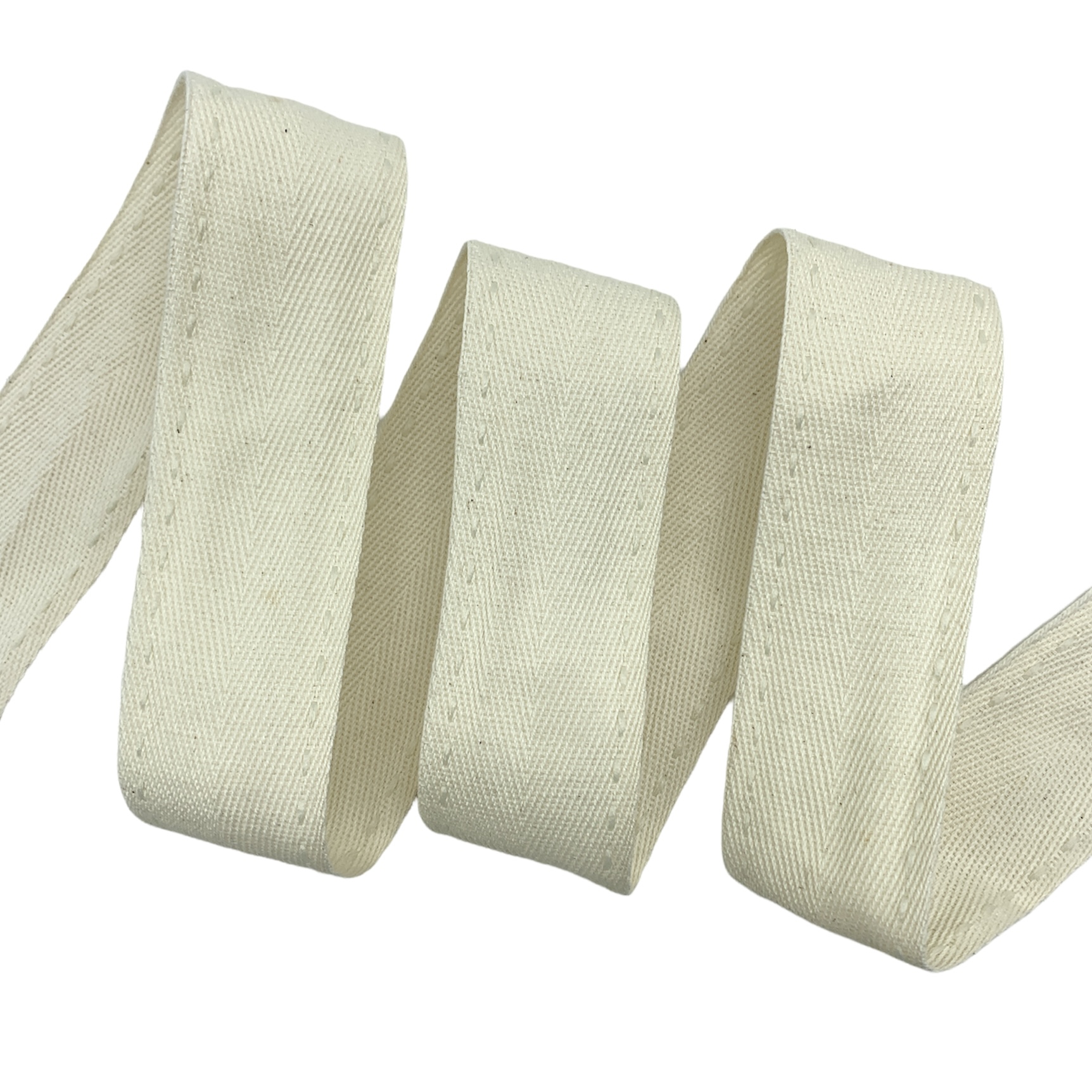 Cadarço Sarjado com Pesponto CAD2P - 50 metros - 40MM, Cru/Bege