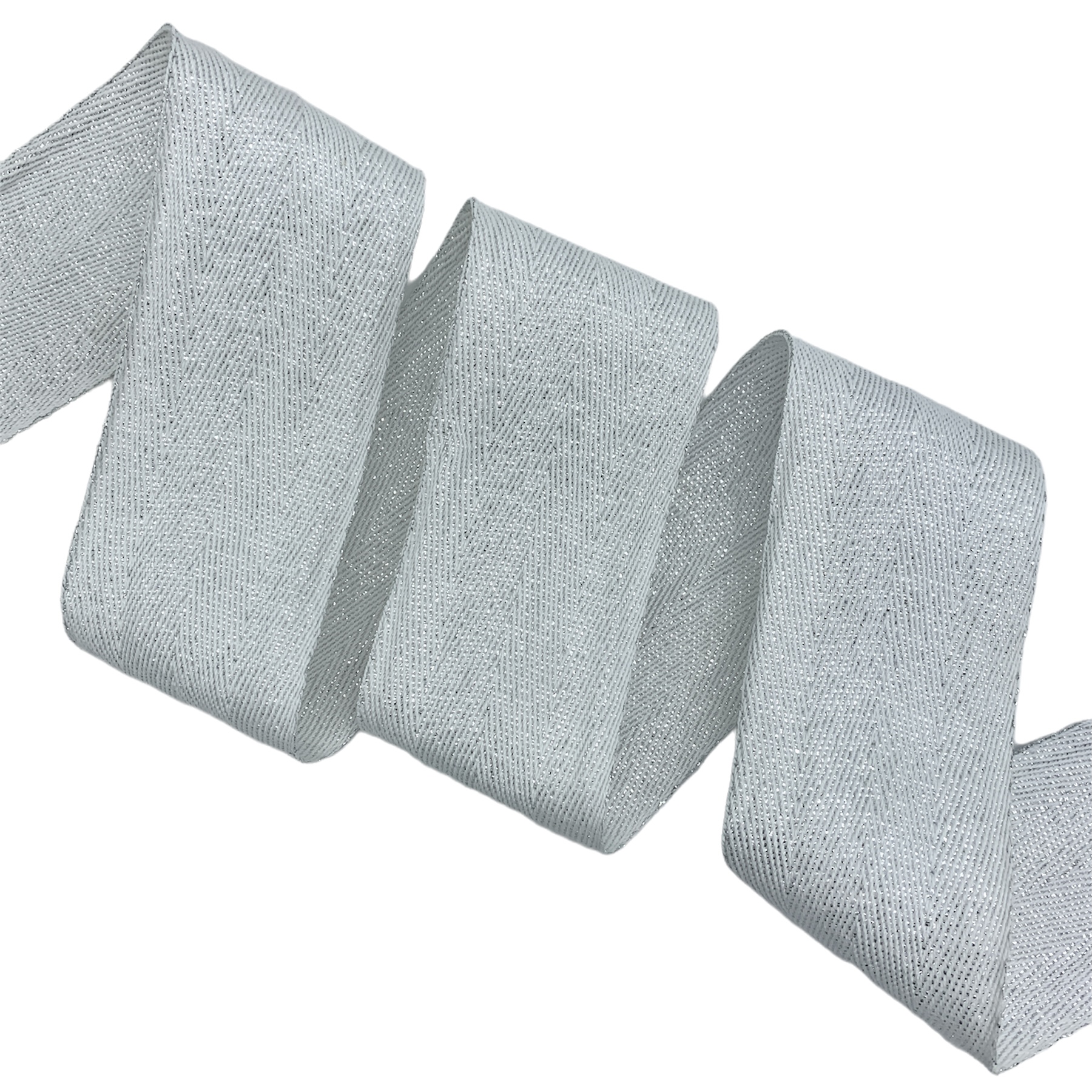 Cadarço com Fio Brilhante Lurex CADM - 50 metros - 50MM, Branco/Prata