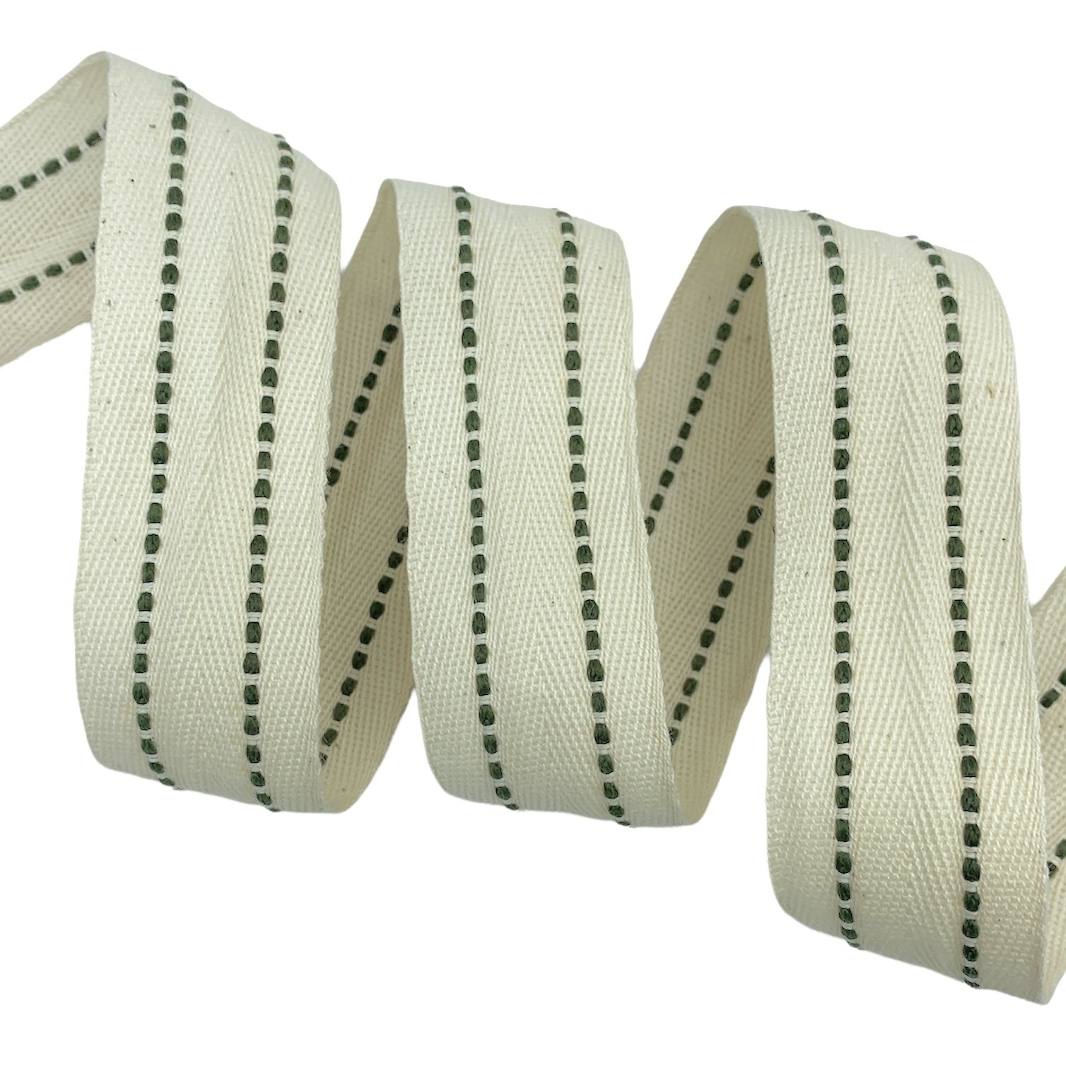 Cadarço com Pontilhado Duplo Cordão CAD2PC - 50 Metros - 40MM, Cru/Musgo