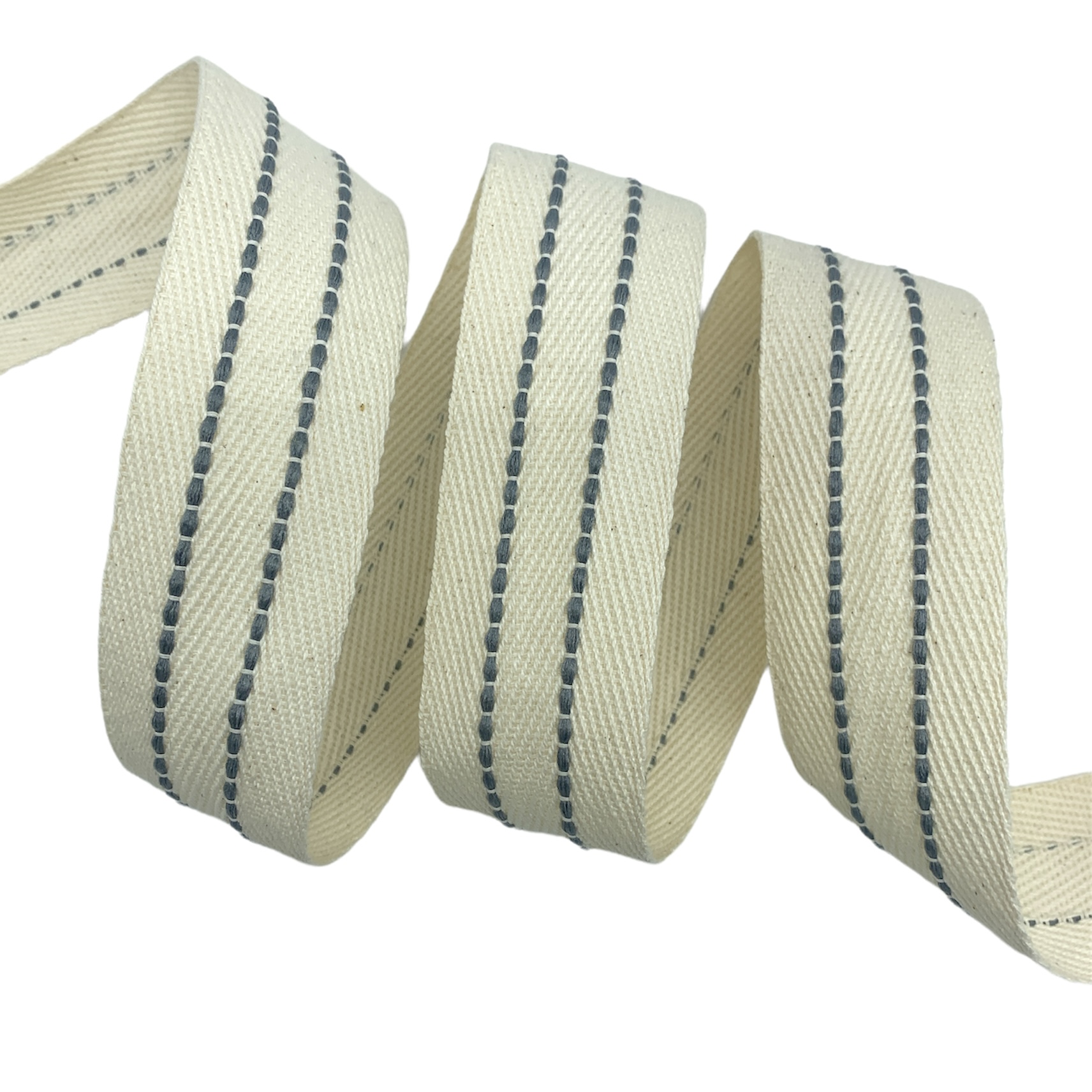 Cadarço Sarjado Pontilhado Duplo CAD2PG - 50 Metros - 35MM, Cru/CinzaMD