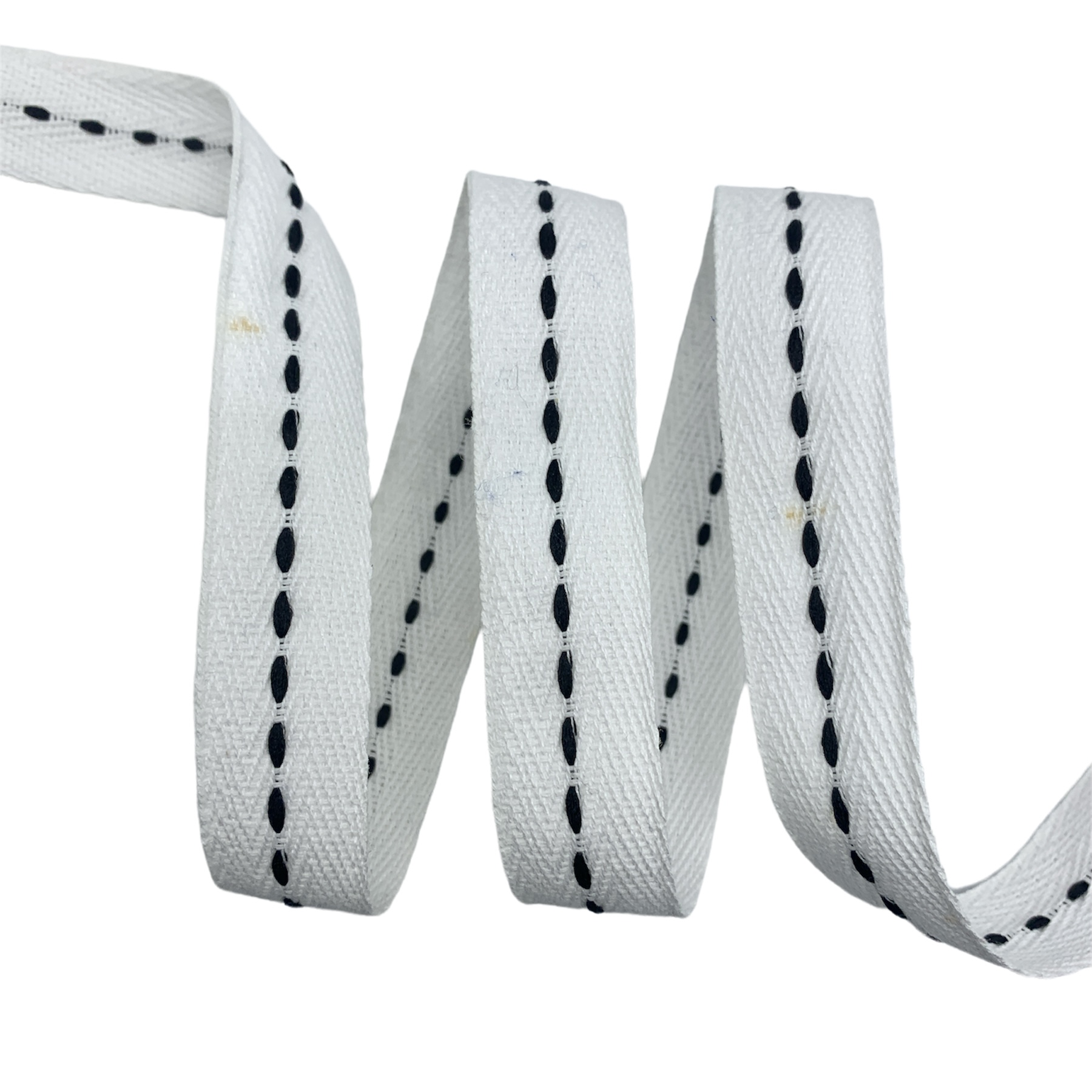 Cadarço Sarjado com Pesponto CAD1FG - 50 metros - 20MM, Alvejado/Preto