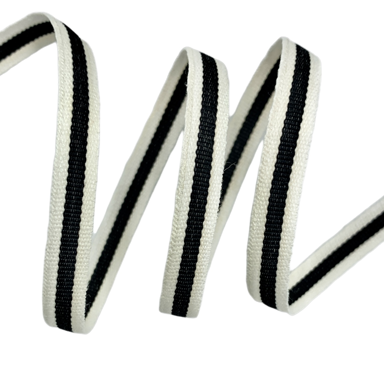 Fita Galão Listrado PA - 50 Metros - 10MM, Cru/Preto